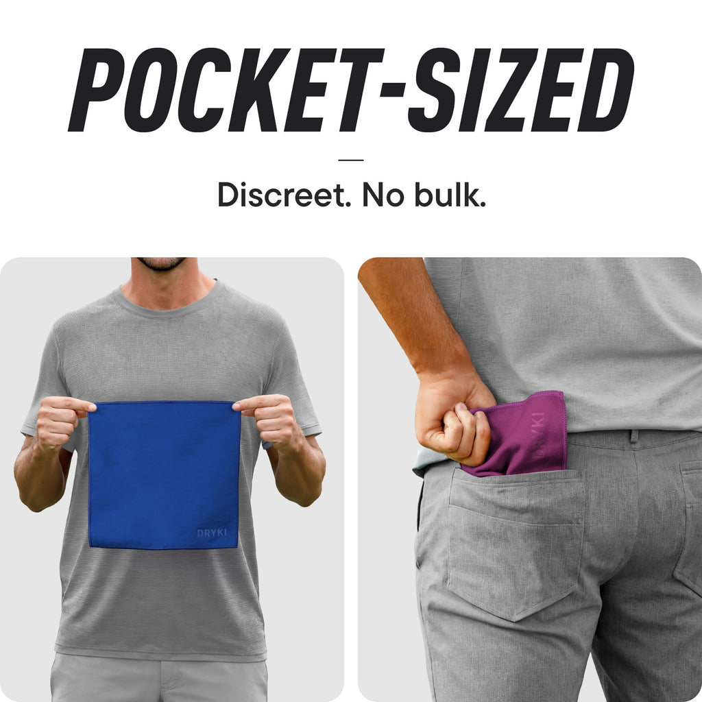 DRYKI Pocket-Sized Sweat Towels - The Original Sweat Absorbing Handkerchiefs - Quick-Dry Microfiber Sweat Rags for Face, Hands, & Body - Men & Women - Gym, Sports, and Work (Desert: 5 Pack)