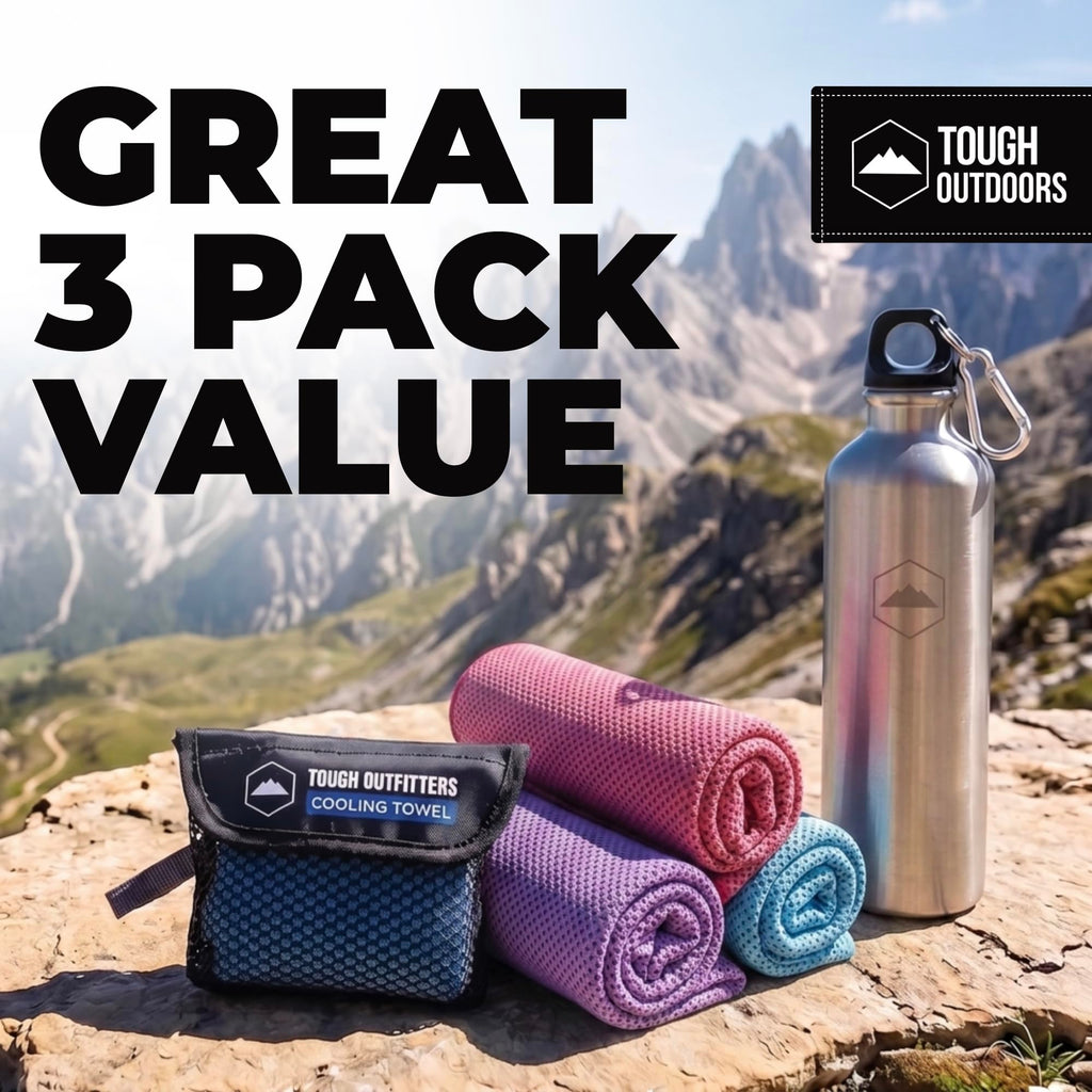 Tough Outdoors Cooling Towels for Neck Face - Neck Cooling Towel for Hot Weather Yoga Sports Golf Sweat - Instant Cold Towel