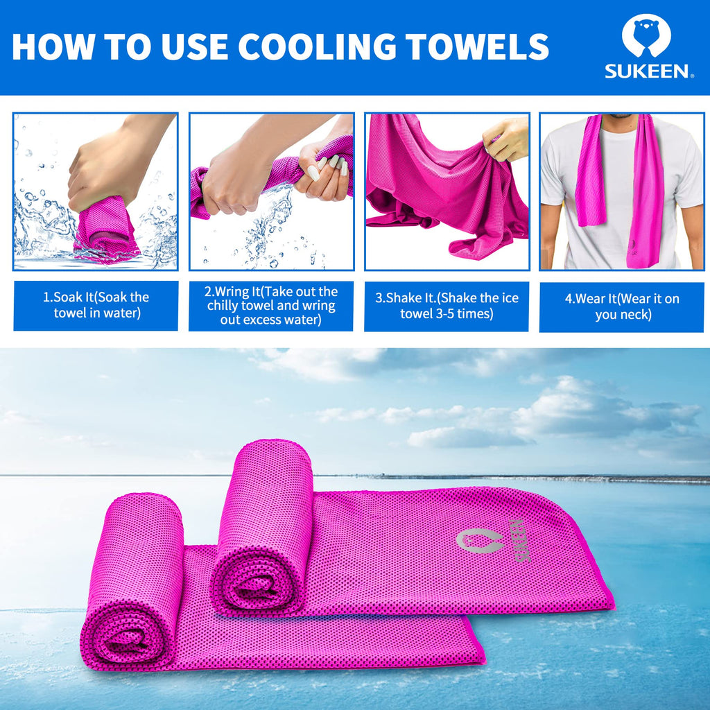Sukeen Cooling Towel (40"x12") for Neck & Head - Soft Breathable Chilly Sweat Towel for Yoga, Golf, Gym, Camping, Running, Workout & More Activities
