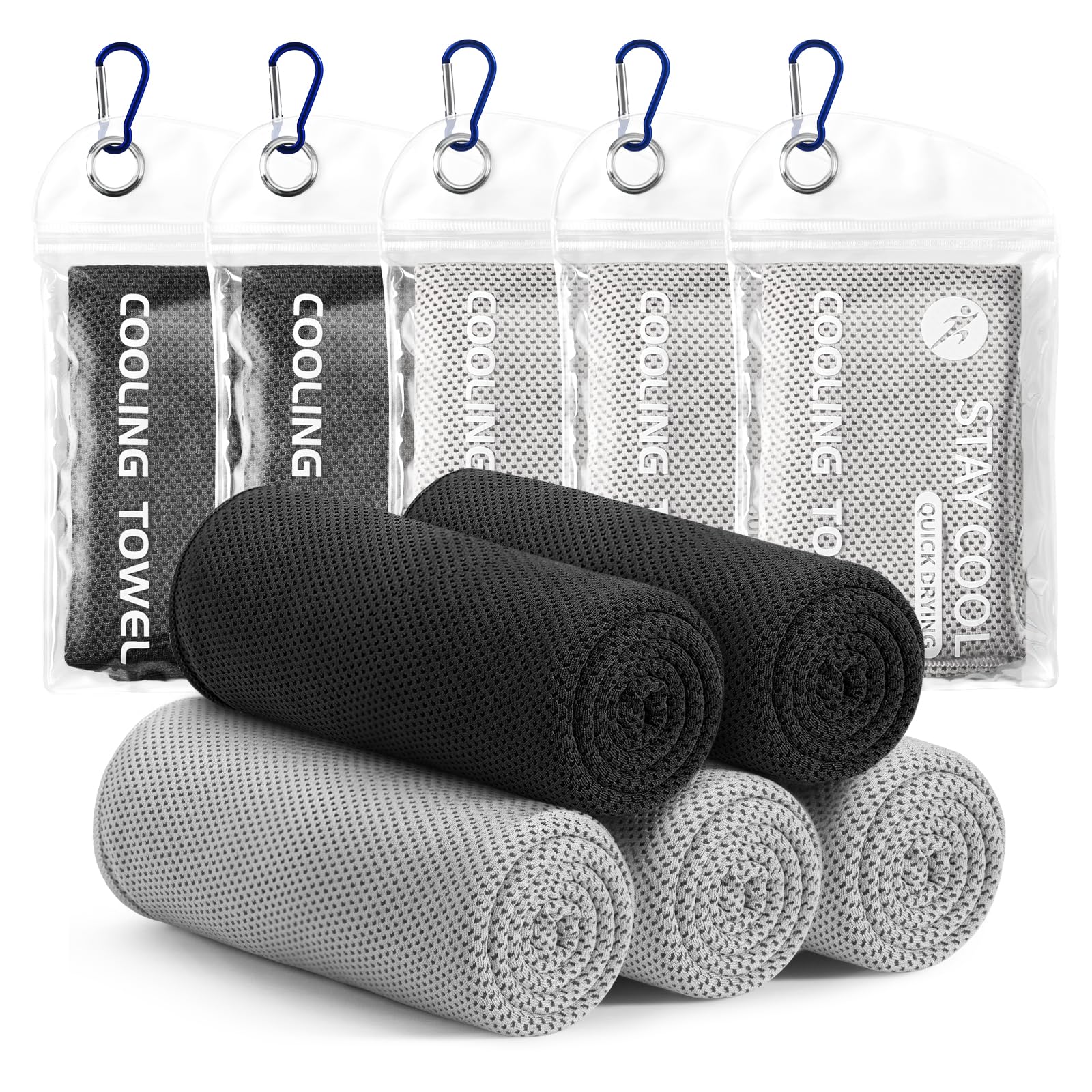 Cooling Towels - 5 Pack Gym Towels, Gym Towel for Working Out, Yoga Towel, Quick Dry Towel for Running, Camping, Fitness & More Activities