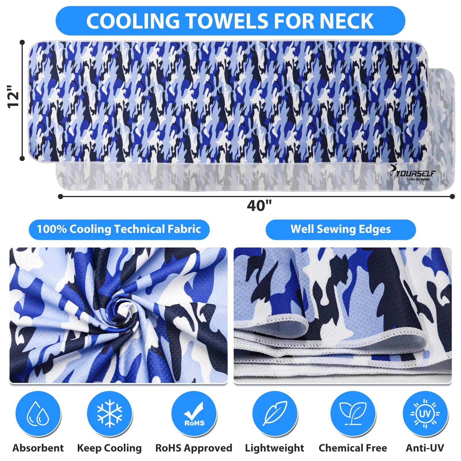 SYOURSELF Cooling Towel, Cooling Towels for Neck,40" x 12"Ice Towel for Instant Cooling Relief, Soft Breathable Chilly Towel, Perfect Yoga, Golf, Sports, Gym, Workout, Athletes Towel (1PC-Orange)