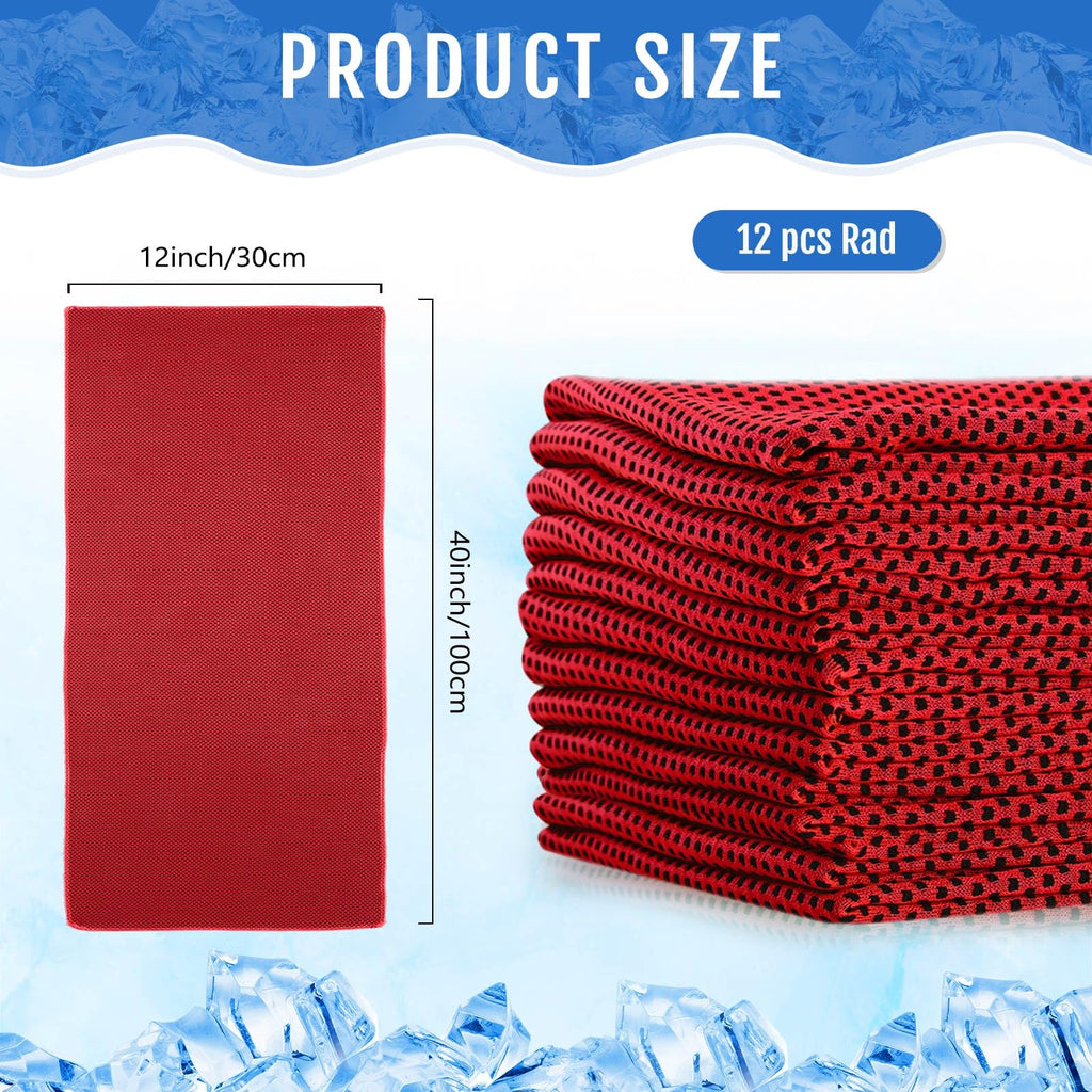 Hosuly 12 Pieces Cooling Towels, 40 x 12 Inch Ice Cool Towel for Neck and Face Microfiber Soft Breathable Chilly Rags for Yoga, Sports, Golf, Gym, Running, Workout(Purple)