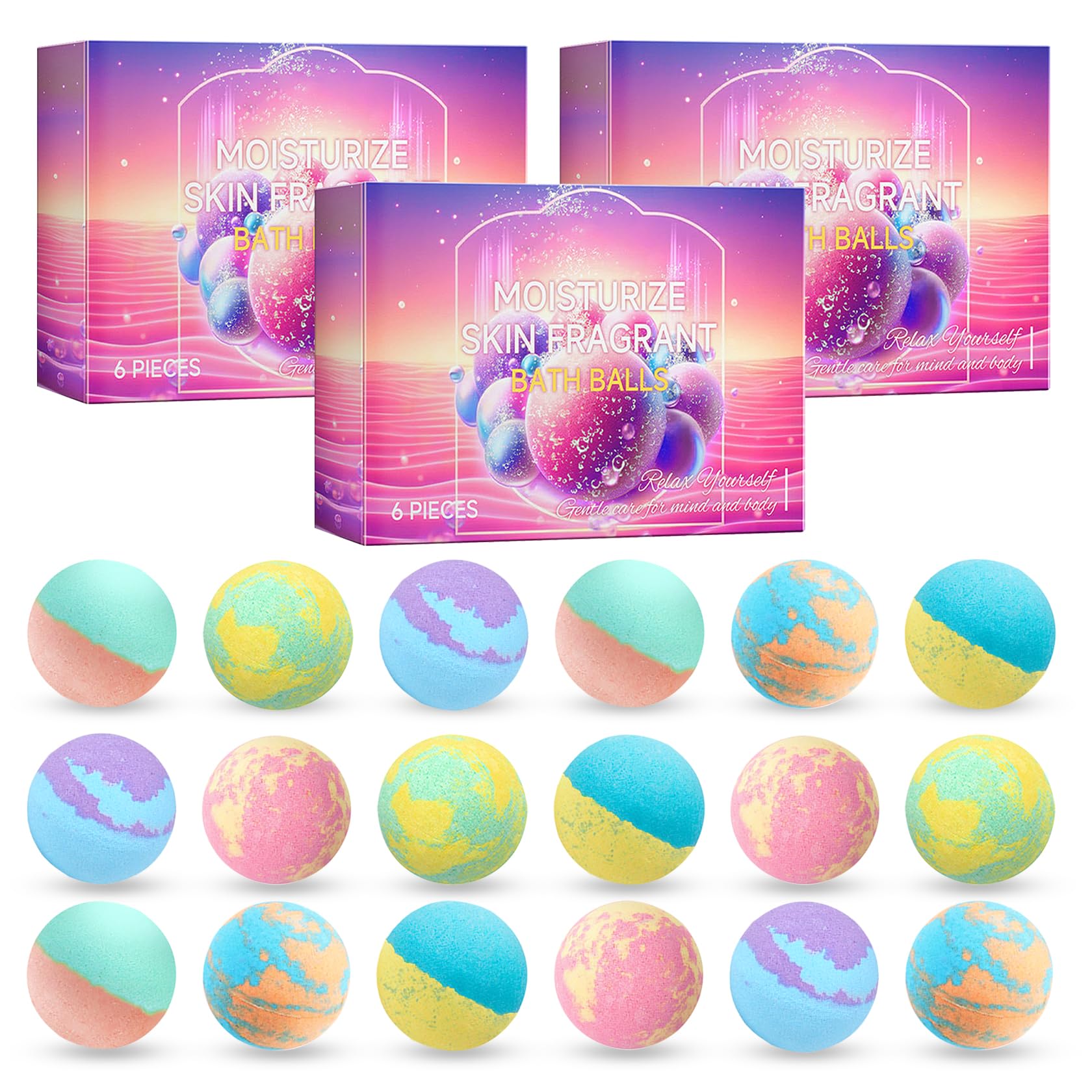 Bath Bombs Salt Balls,6 Natural Handmade Bath Bomb Kit,Organic Bathbombs with Rosemary Lemon Rose,Perfect for Bubble Spa Bath,Birthday Gifts for Boys, Girls