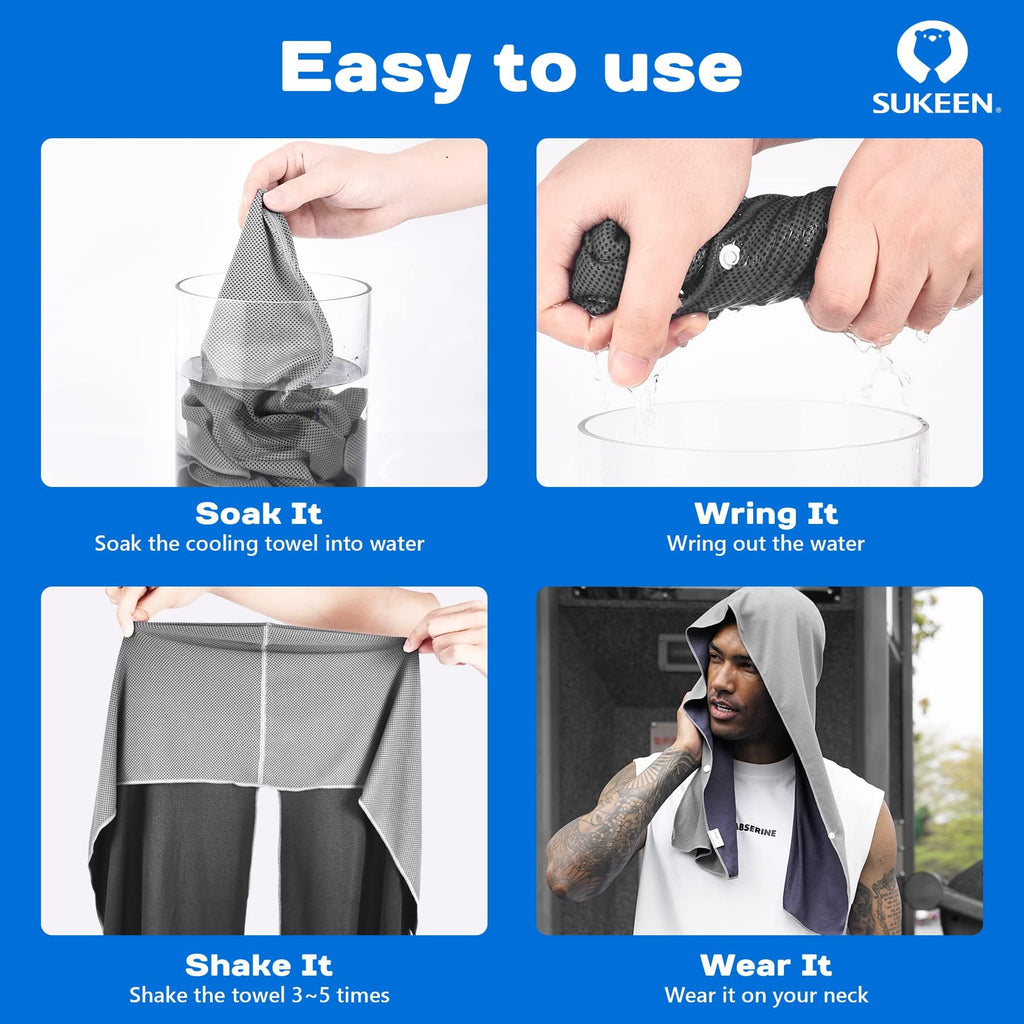 Sukeen Cooling Hoodie Towel, Absorbent Quick-Drying Cooling Towels for Neck and Face, UV Sun Protection Cooling Neck Wraps Sport Head Cooling Towel Hot Weather