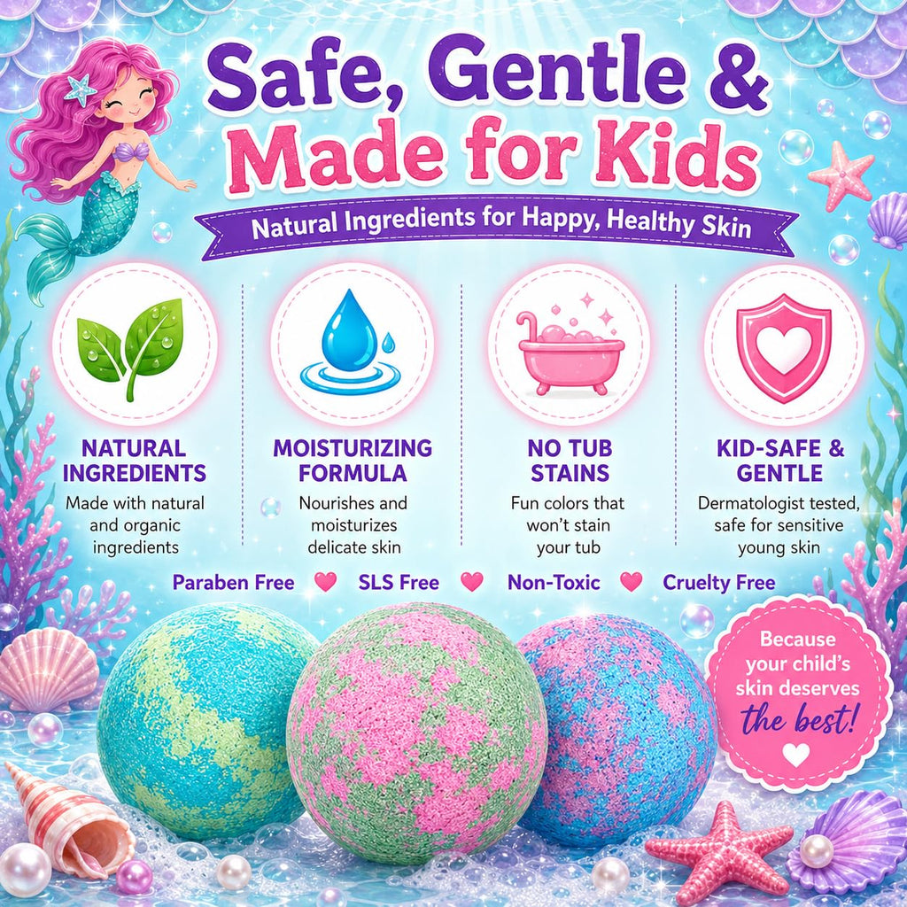 Bath Bombs for Kids with Surprise Inside - Organic Bath Fizzies with Toys Inside. All Natural, Gentle, and Kids Safe, Rainbow Spa Bath Fizz Balls, Birthday Gifts for Boys, Toddlers, Baby