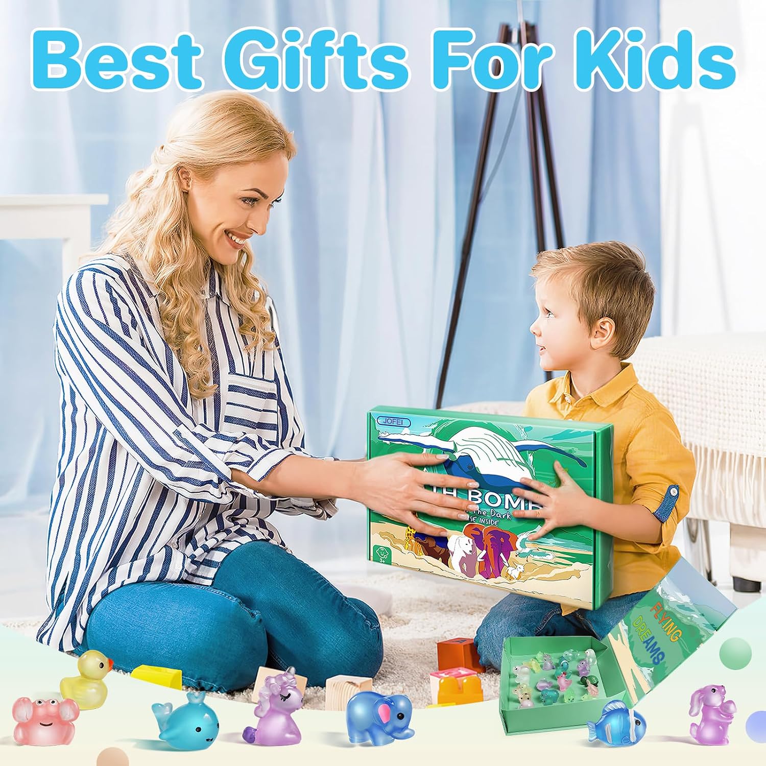 Bath Bombs for Kids with Toys Inside - 24 Pack Kid Bath Bombs with Glow in The Dark Surprise Toys Inside, Child-Safe Natural Bath Bombs, Birthday Gifts for Kids Girls Boys, Organic Bubble Bath Fizzy