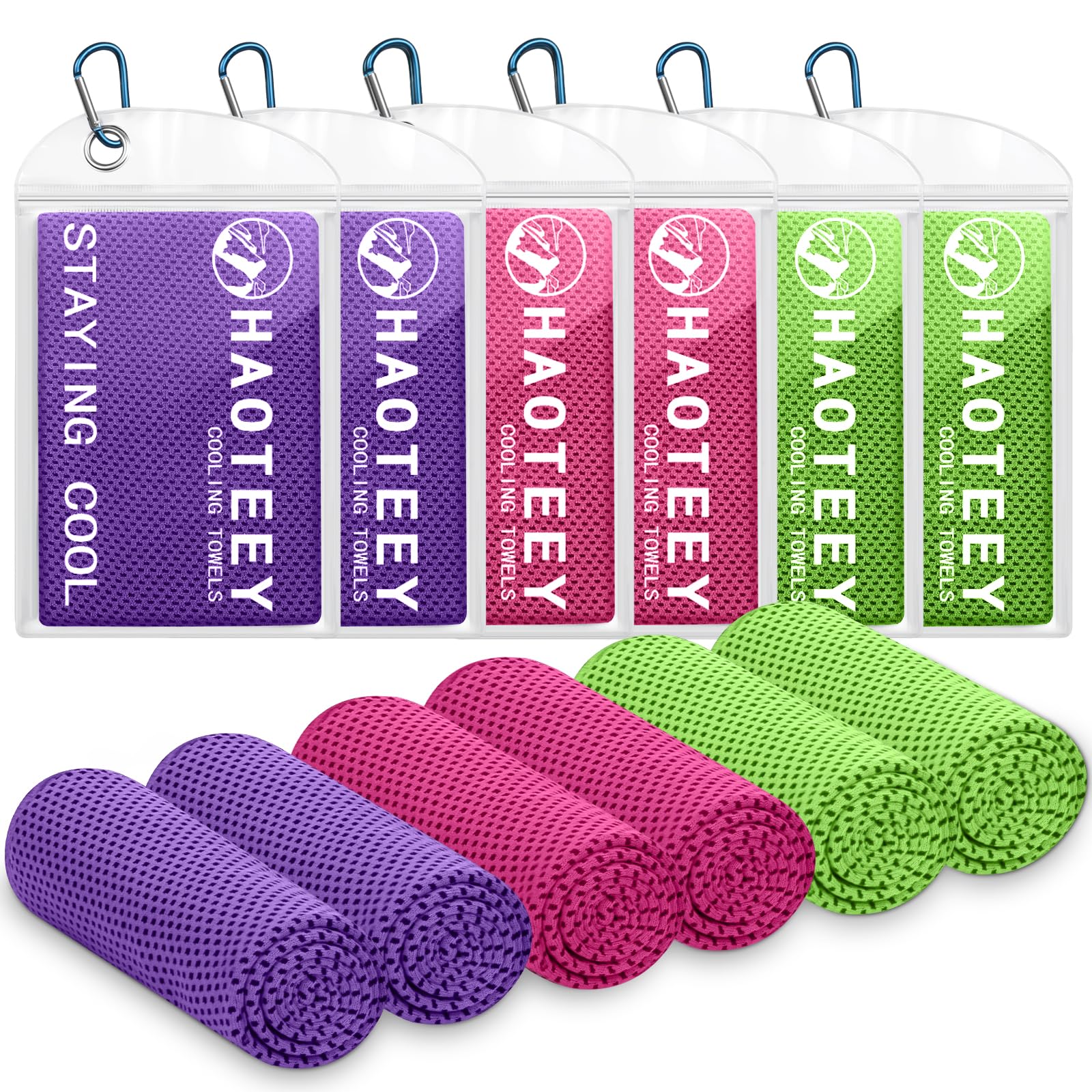 40"*12" Cooling Towels 6 PCS, Cool Towels Sports Cooling Rags for Neck and Face, Sweat Neck Cooling Towel for Hot Weather, Chilly Towels for Athletes, Yoga, Gym, Golf