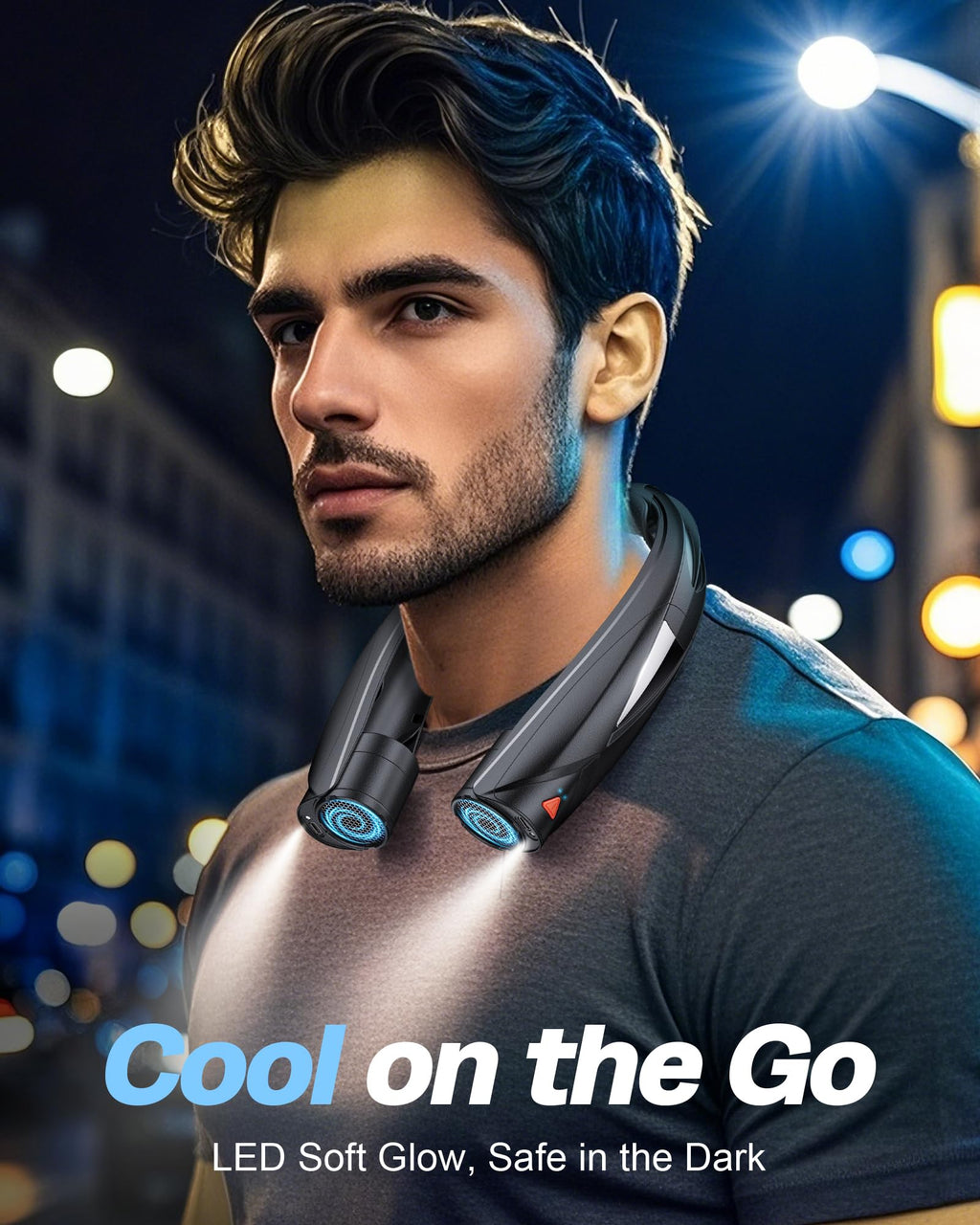 Laimiod Neck Fan - Portable Neck Fan with LED Book Light, 6-20h Long Battery Life, 6 Speeds Adjustable, USB-C Rechargeable, Hands-Free Wearable Fan, Cooling Personal Fan Gifts for Men Women Dad Mom | Comfortable Silicone Made, 6-20 Hours Long Lasting, 6 A