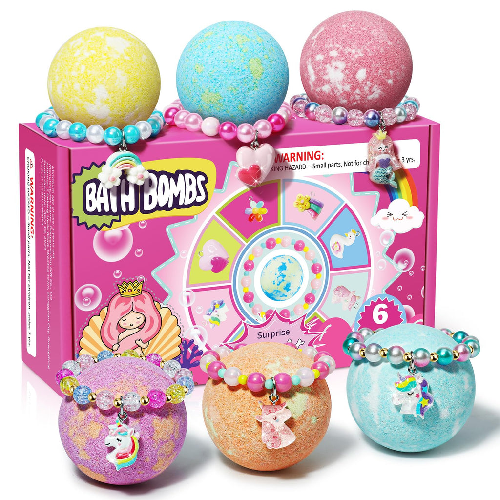 Unicorn Bath Bombs for Kids Girls with Bracelet Inside, sanyi Boo Basket Stuffers Bubble Bath Toys Birthday Gifts Christmas Stocking Stuffers for 4 5 6 7 8 Year Old Girl Daughter Granddaughter
