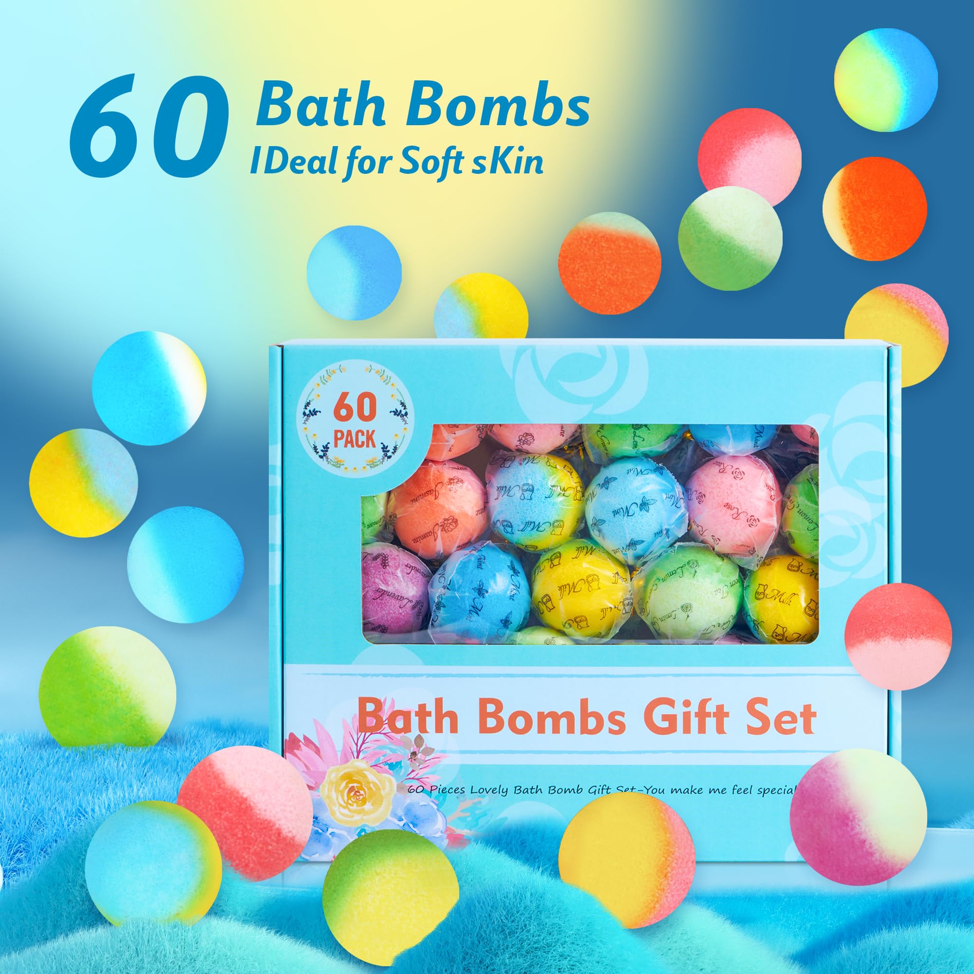 30 Pcs Bath Bomb Gift Set, Natural Organic Mini Bath Bombs, Handmade with Rich Fizz - Birthday Gift for Kids/Women/Men, Mother's Day, Ideal Gift for Valentine's Day