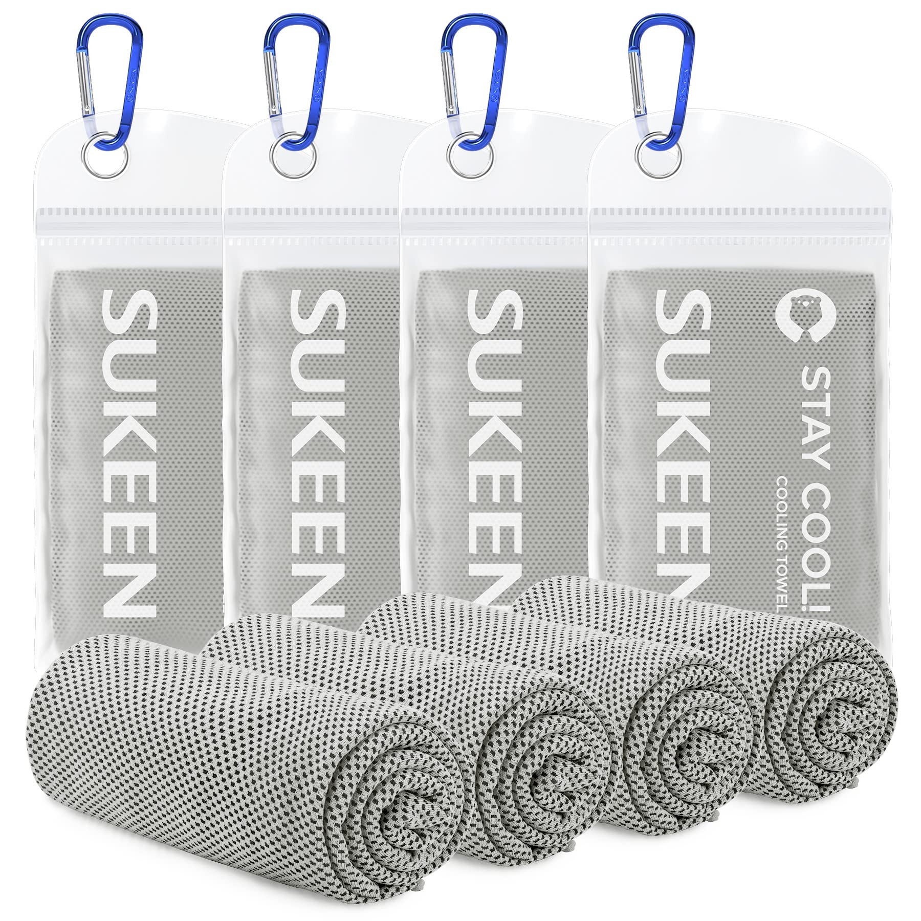 Sukeen 4Pack Cooling Towel (40"x12"),Ice Towel,Soft Breathable Chilly Towel,Microfiber Towel for Yoga,Sport,Running,Gym,Workout,Camping,Fitness,Workout & More Activities