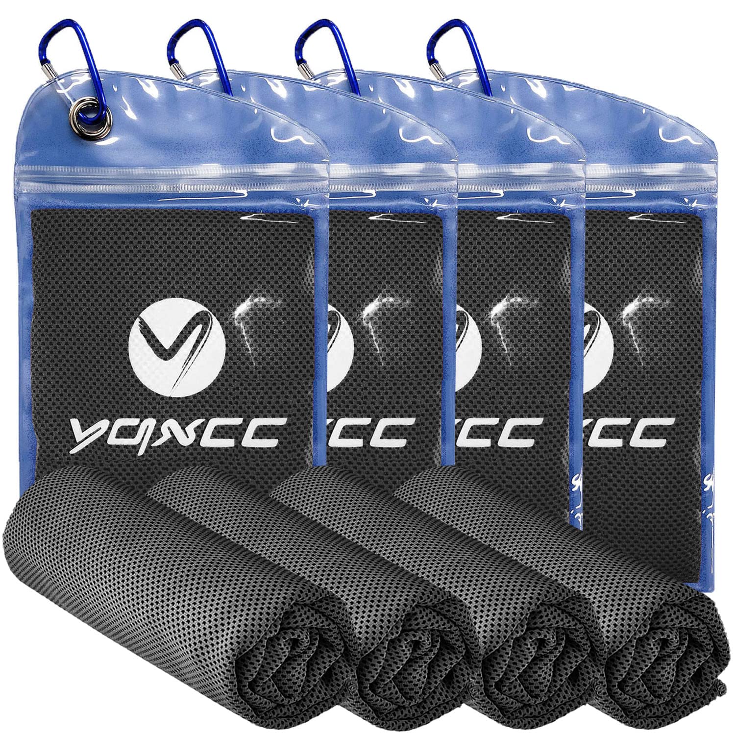 YQXCC 4 Pack Cooling Towels (47"x12"), Ice Cool Neck Towel, Soft Breathable Microfiber for Yoga, Golf, Gym, Running, Camping & Hot Weather