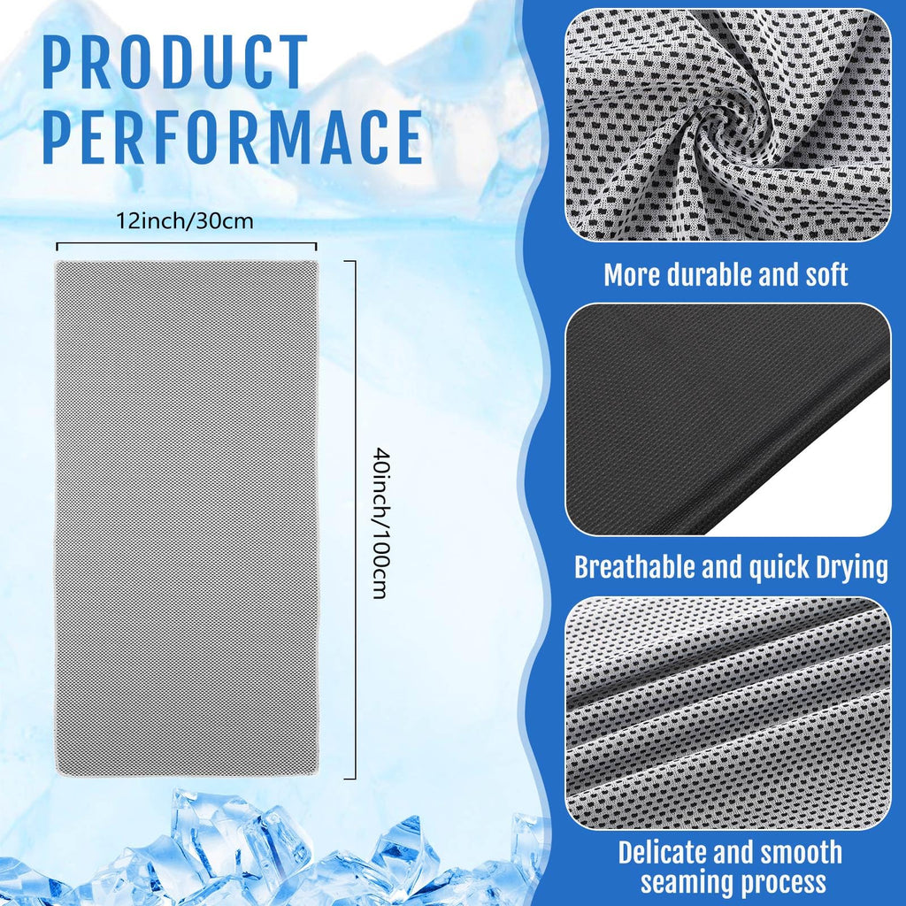Hosuly 6 Pack Cooling Towels 40" x 12" Sport Towels, Cooling Rag for Neck and Face Ice Breathable Chilly Portable Neck Wraps for Yoga(Black)