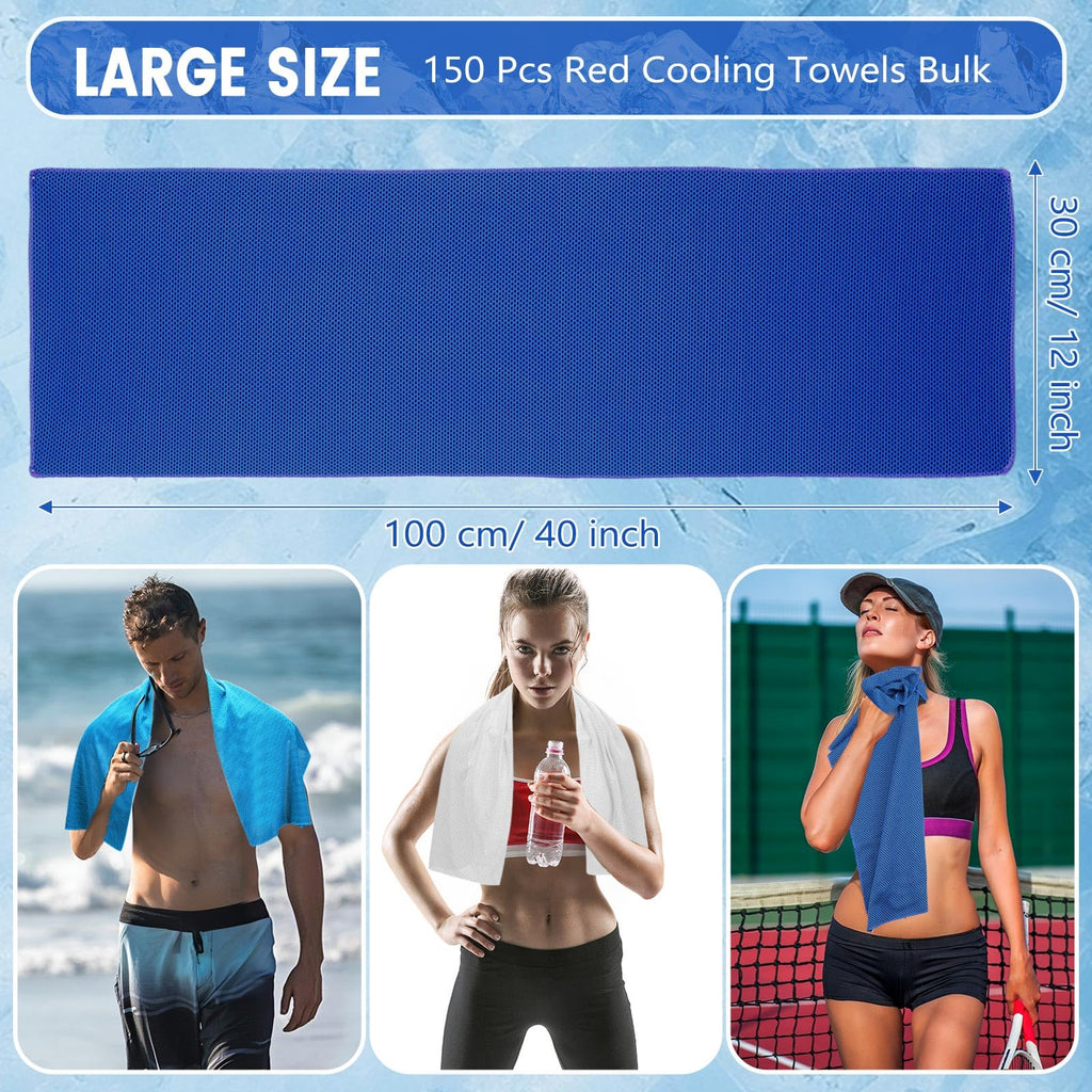 Hosuly 1000 Pack Cooling Towels Bulk 40 x 12 Inch Large Chilly Breathable Sweat Sports Cold Towels Sublimation Microfiber Ice Neck Rag for Hot Weather Workout Gym Team Gift (Dark Blue)
