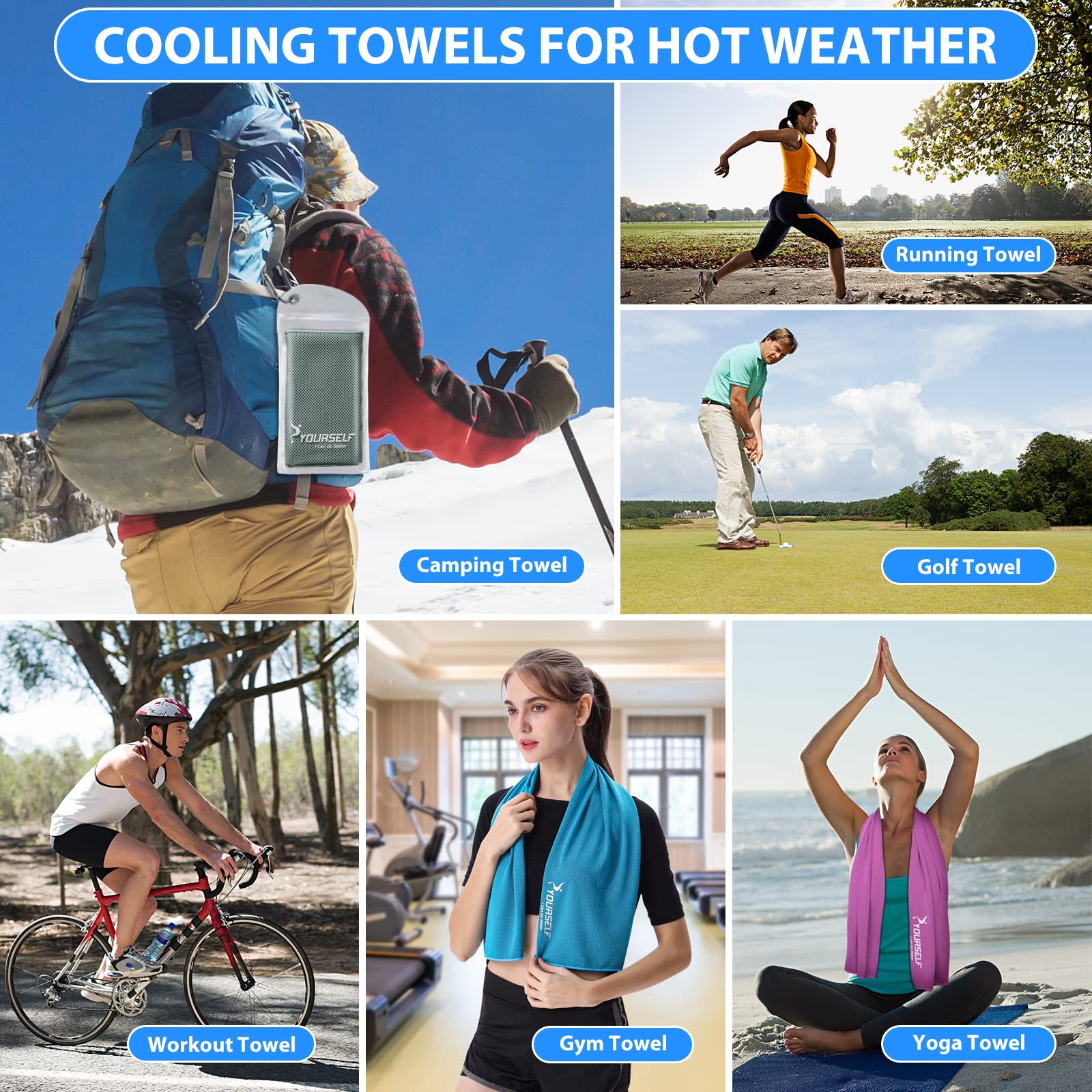 SYOURSELF Cooling Towel, Cooling Towels for Neck,40" x 12"Ice Towel for Instant Cooling Relief, Soft Breathable Chilly Towel, Perfect Yoga, Golf, Sports, Gym, Workout, Athletes Towel (1PC-Orange)