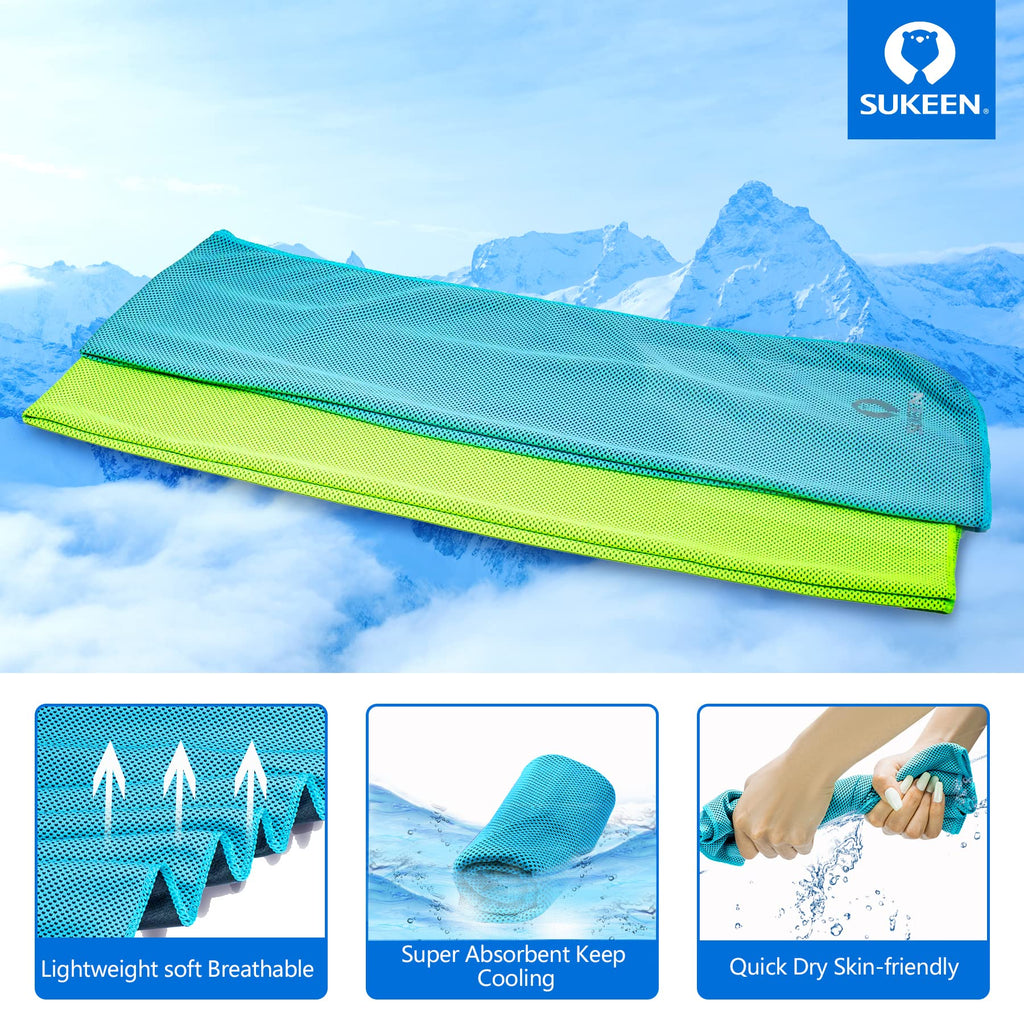 Sukeen 4Pack Cooling Towel (40"x12"),Ice Towel,Soft Breathable Chilly Towel,Microfiber Towel for Yoga,Sport,Running,Gym,Workout,Camping,Fitness,Workout & More Activities