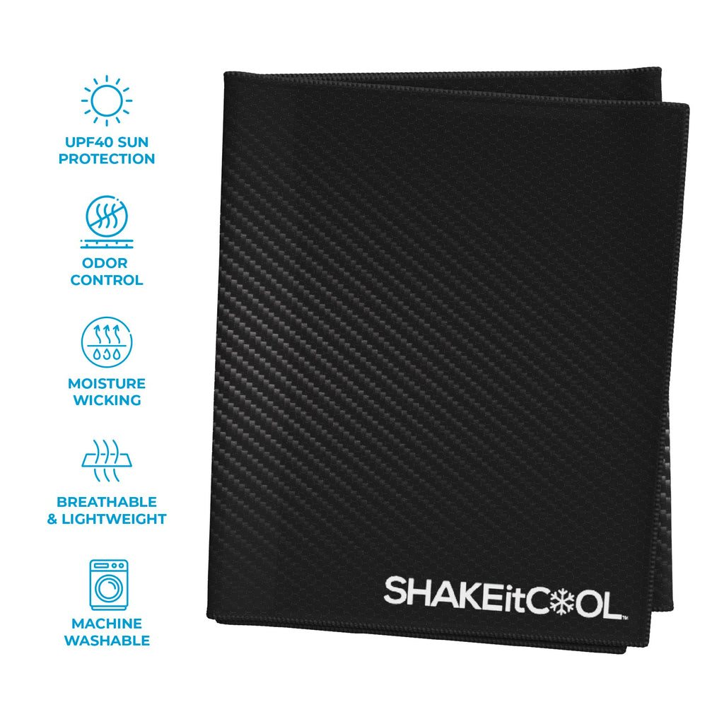 SHAKEitCOOL Extended Size Cooling Towel – Be Cool in Style - Heat Relief, Soft, Lightweight, Sun Protection, Easy Clean - Perfect for Biking, Hiking, Running, Yoga, Golf - Blue Purple Wave M