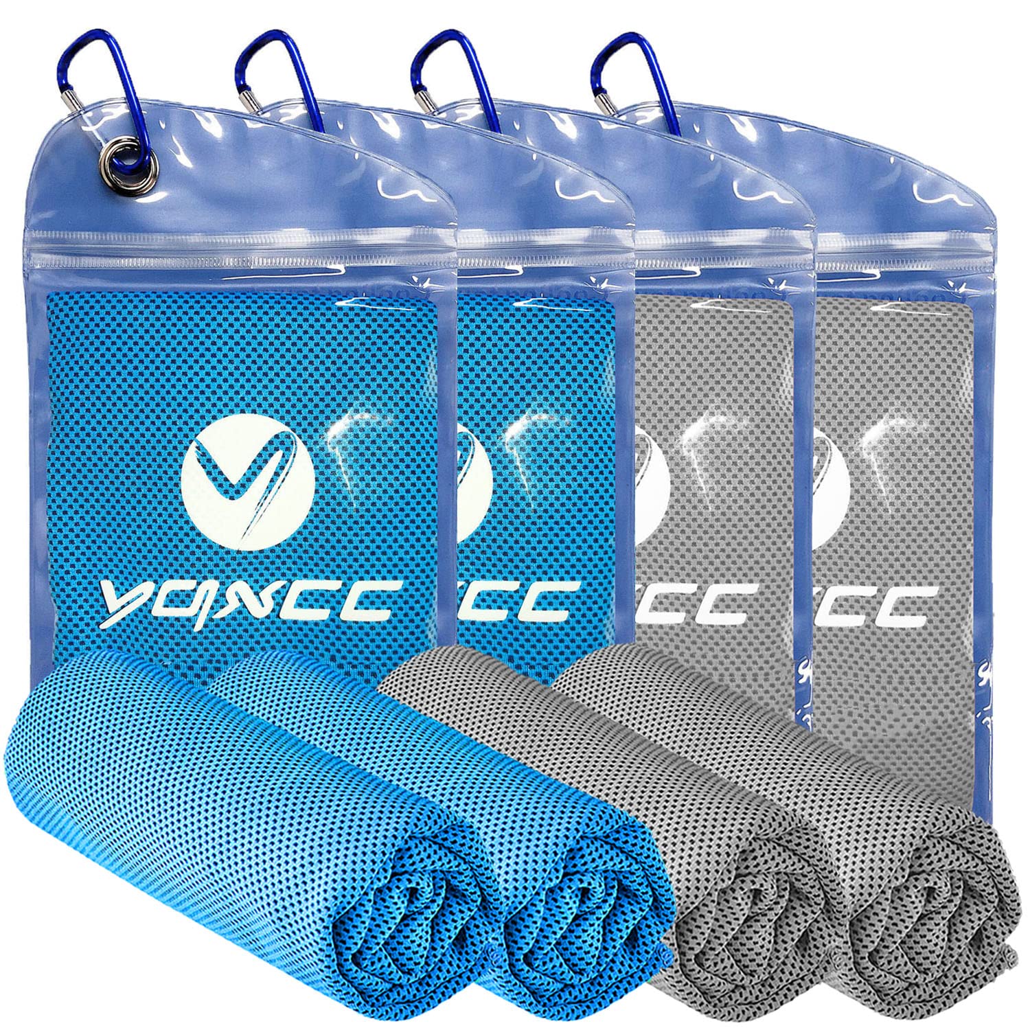 YQXCC 4 Pack Cooling Towels (47"x12"), Ice Cool Neck Towel, Soft Breathable Microfiber for Yoga, Golf, Gym, Running, Camping & Hot Weather