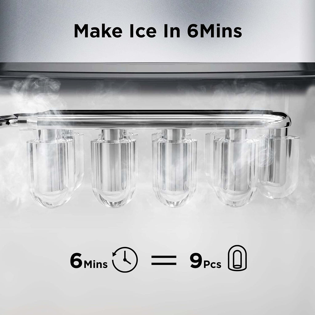 Silonn Nugget Ice Maker Countertop, Pellet Ice Machine with Self-Cleaning Function, Sonic Ice Maker Produces 36lbs of Chewable Ice in 24 Hours, Ideal for Home Kitchen and Office (Black)