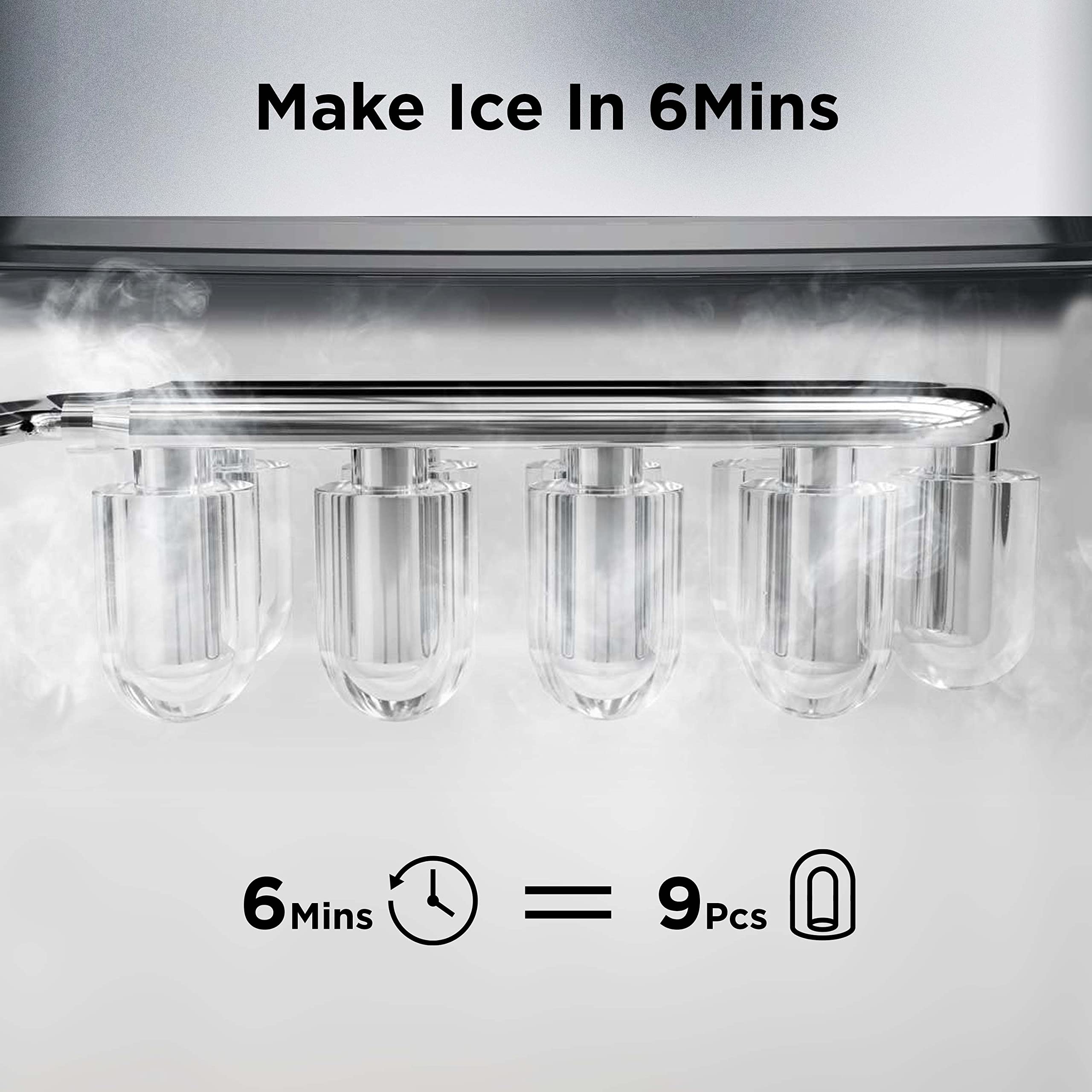 Silonn Nugget Ice Maker Countertop, Pellet Ice Machine with Self-Cleaning Function, Sonic Ice Maker Produces 36lbs of Chewable Ice in 24 Hours, Ideal for Home Kitchen and Office (Black)