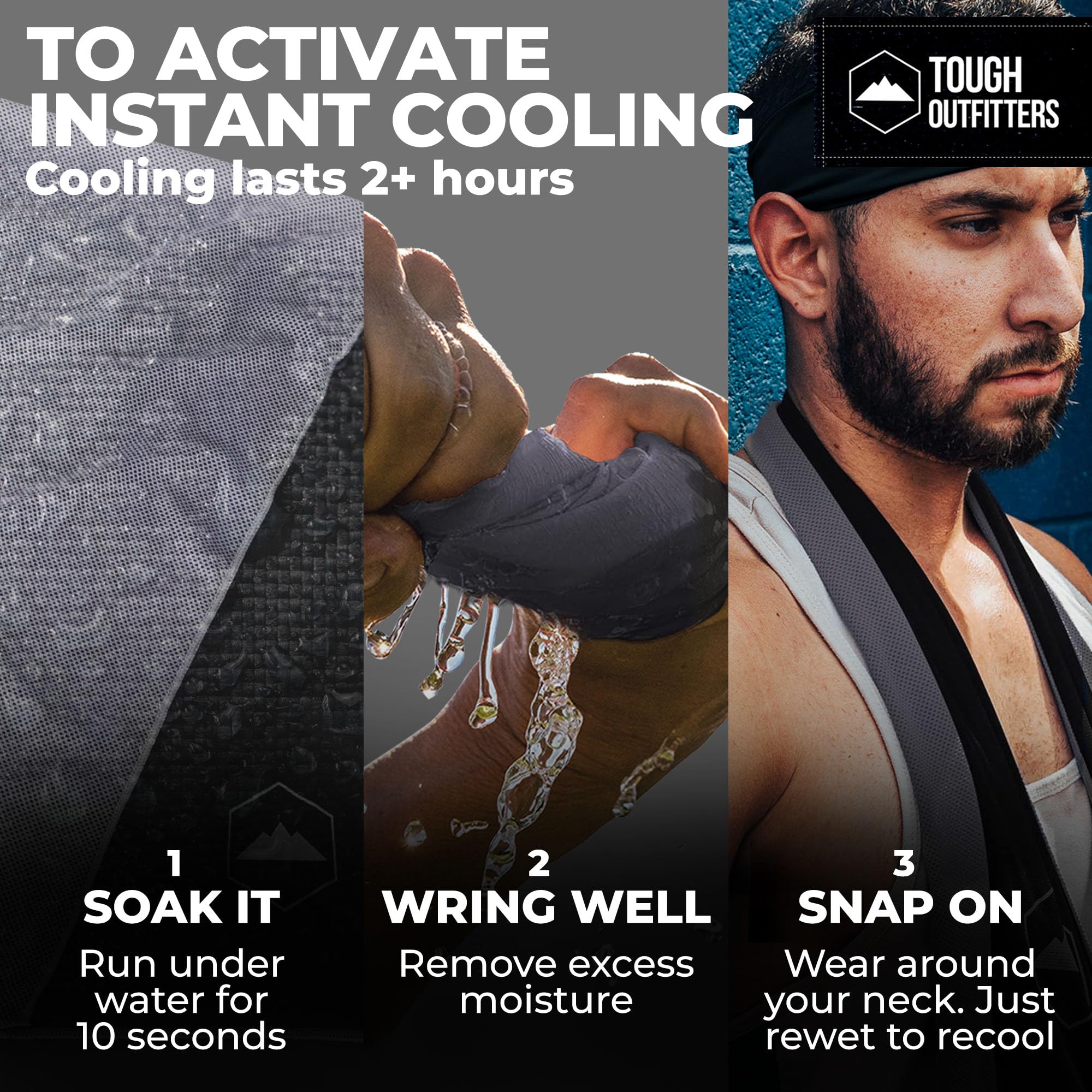 Tough Outdoors Cooling Towels for Neck Face - Neck Cooling Towel for Hot Weather Yoga Sports Golf Sweat - Instant Cold Towel