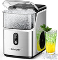 EUHOMY Nugget Ice Makers Countertop, Pebble Ice Maker Machine with 34lbs/24H Soft Ice, Self-Cleaning Sonic Ice Maker with Ice Scoop&Basket, Pellet Ice Maker for Home/Kitchen/Office(Stainless Steels)