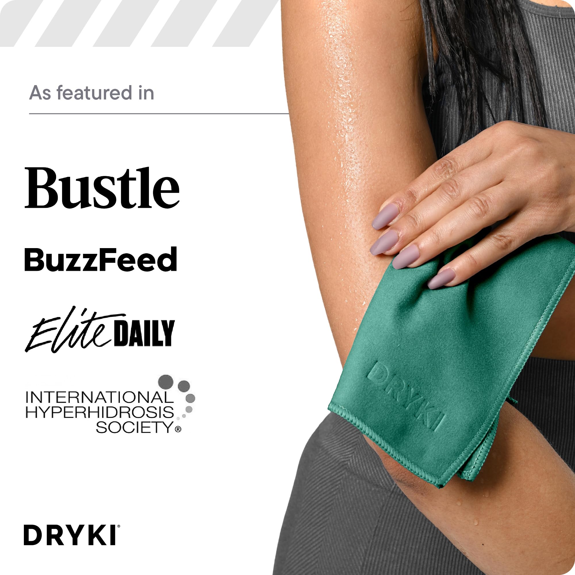 DRYKI Sweat Absorbing Handkerchiefs - The Original Pocket-Sized Sweat Towels - Quick-Dry Microfiber Sweat Rags for Face, Hands, & Body - Men & Women - Gym, Sports, and Work (Forest: 5 Pack)