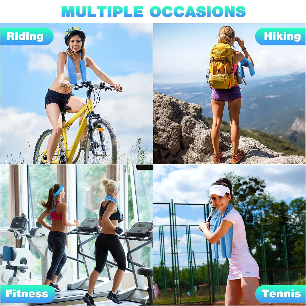 MENOLY 10 Pack Cooling Towels, 40"x12" Cooling Towels for Neck and Face with Breathable Carrying Bags,Soft Microfiber Instant Cooling Rags, Gym Workout Sweat Towel for Sports, Yoga, Camping, Running