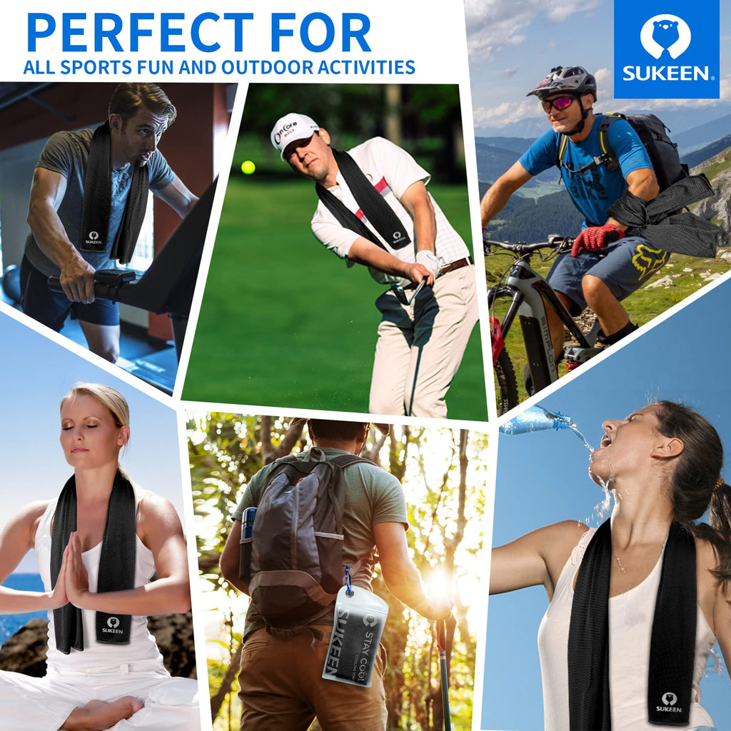 Sukeen 4Pack Cooling Towel (40"x12"),Ice Towel,Soft Breathable Chilly Towel,Microfiber Towel for Yoga,Sport,Running,Gym,Workout,Camping,Fitness,Workout & More Activities