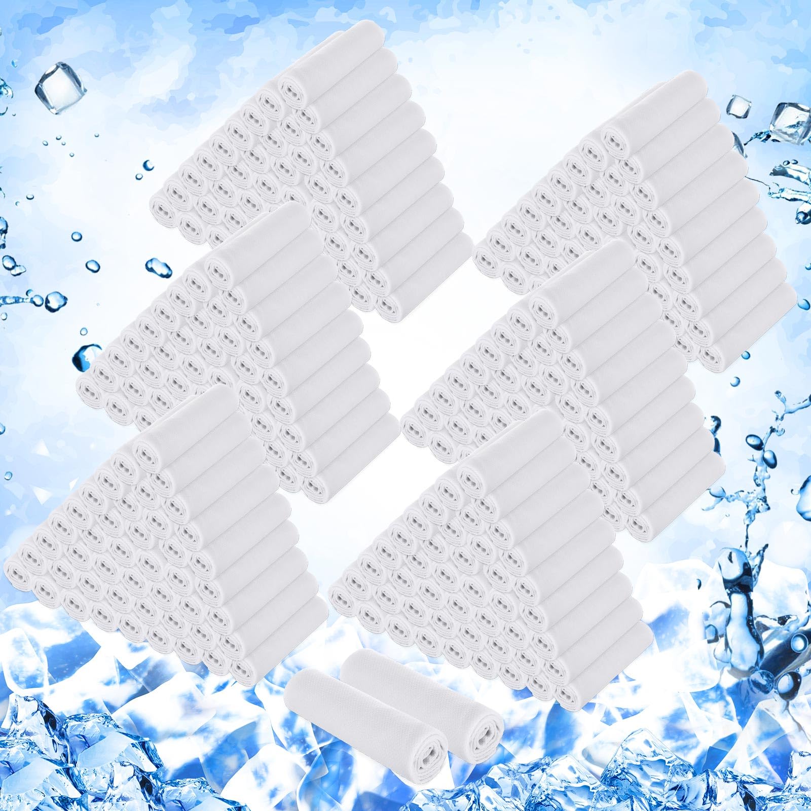 Hosuly 1000 Pack Cooling Towels Bulk 40 x 12 Inch Large Chilly Breathable Sweat Sports Cold Towels Sublimation Microfiber Ice Neck Rag for Hot Weather Workout Gym Team Gift (Dark Blue)