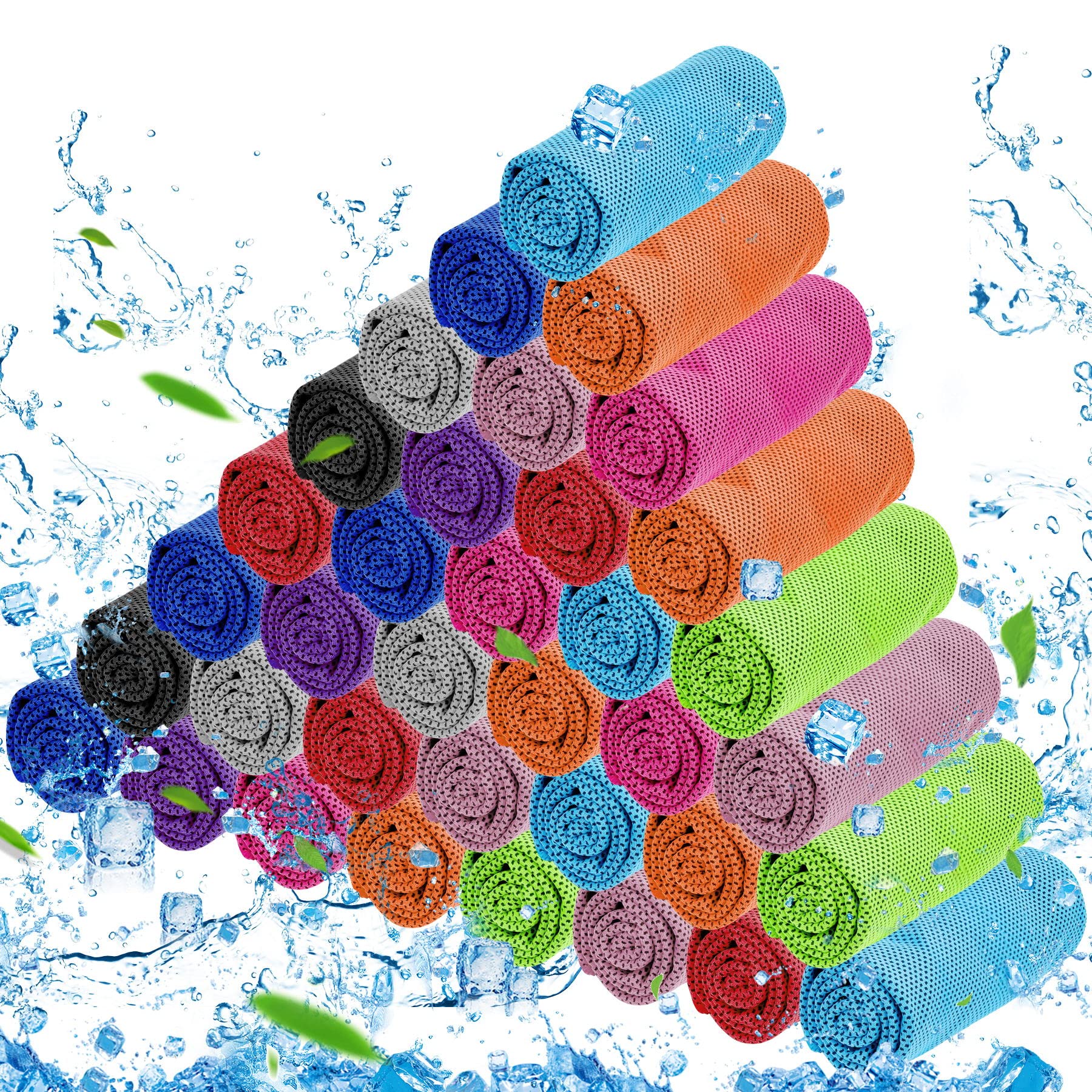MENOLY 10 Pack Cooling Towels, Cooling Towels for Neck and Face, Sweat Microfiber Towel Soft Breathable Towel for Gym, Yoga, Camping, Running, Fitness, Workout & More Activities