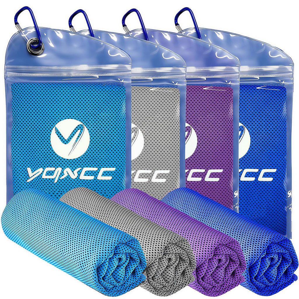 YQXCC 4 Pack Cooling Towels 40"x12", Cool Ice Towels for Neck & Face | Cooling Neck Wraps, Soft Breathable Microfiber Chilly Towels, Ideal for Gym, Yoga, Golf, Running, Camping & Hot Weather