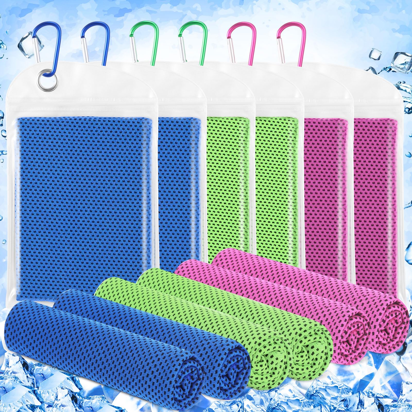 Hosuly 6 Pack Cooling Towels 40" x 12" Sport Towels, Cooling Rag for Neck and Face Ice Breathable Chilly Portable Neck Wraps for Yoga(Black)