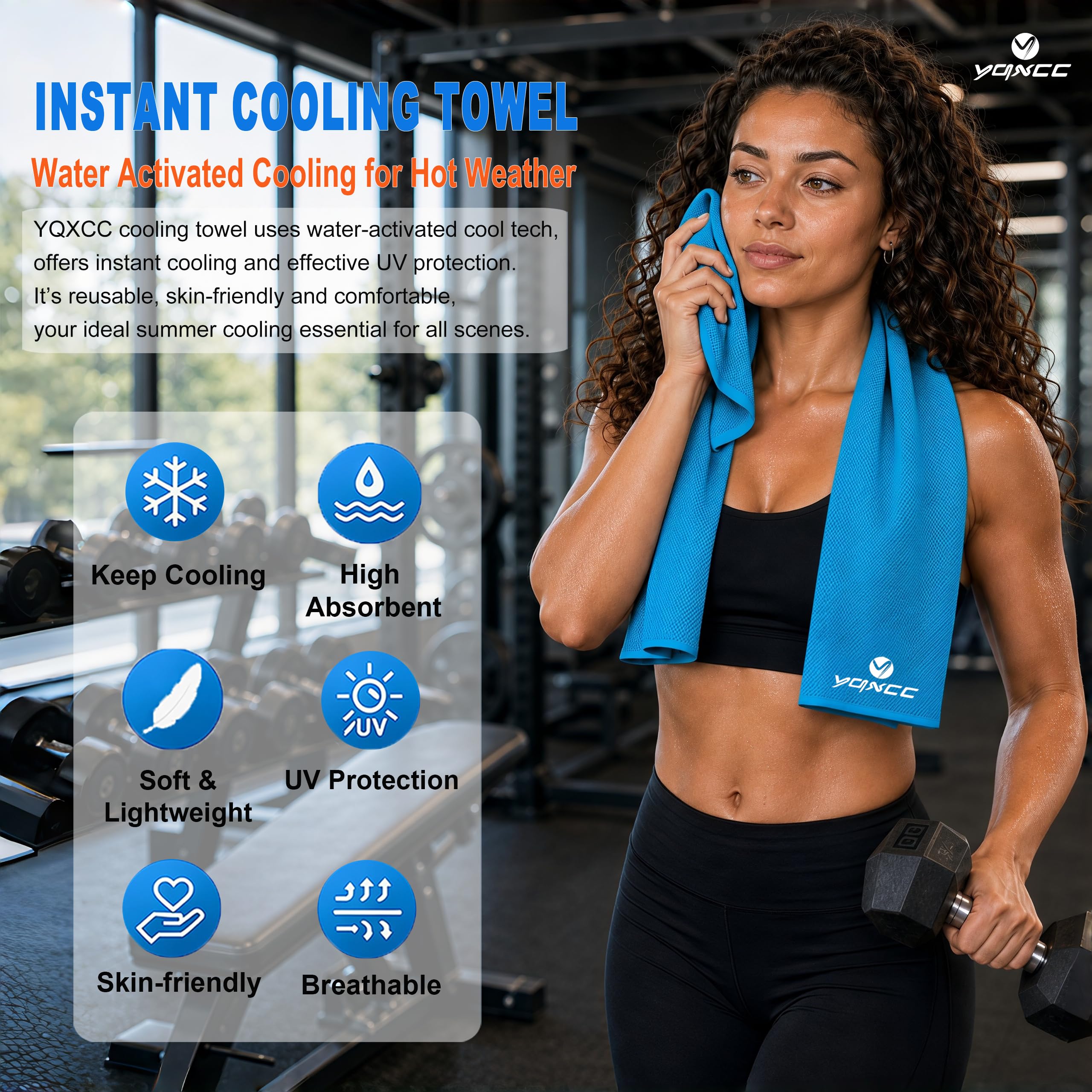 YQXCC 4 Pack Cooling Towels 40"x12", Cool Ice Towels for Neck & Face | Cooling Neck Wraps, Soft Breathable Microfiber Chilly Towels, Ideal for Gym, Yoga, Golf, Running, Camping & Hot Weather
