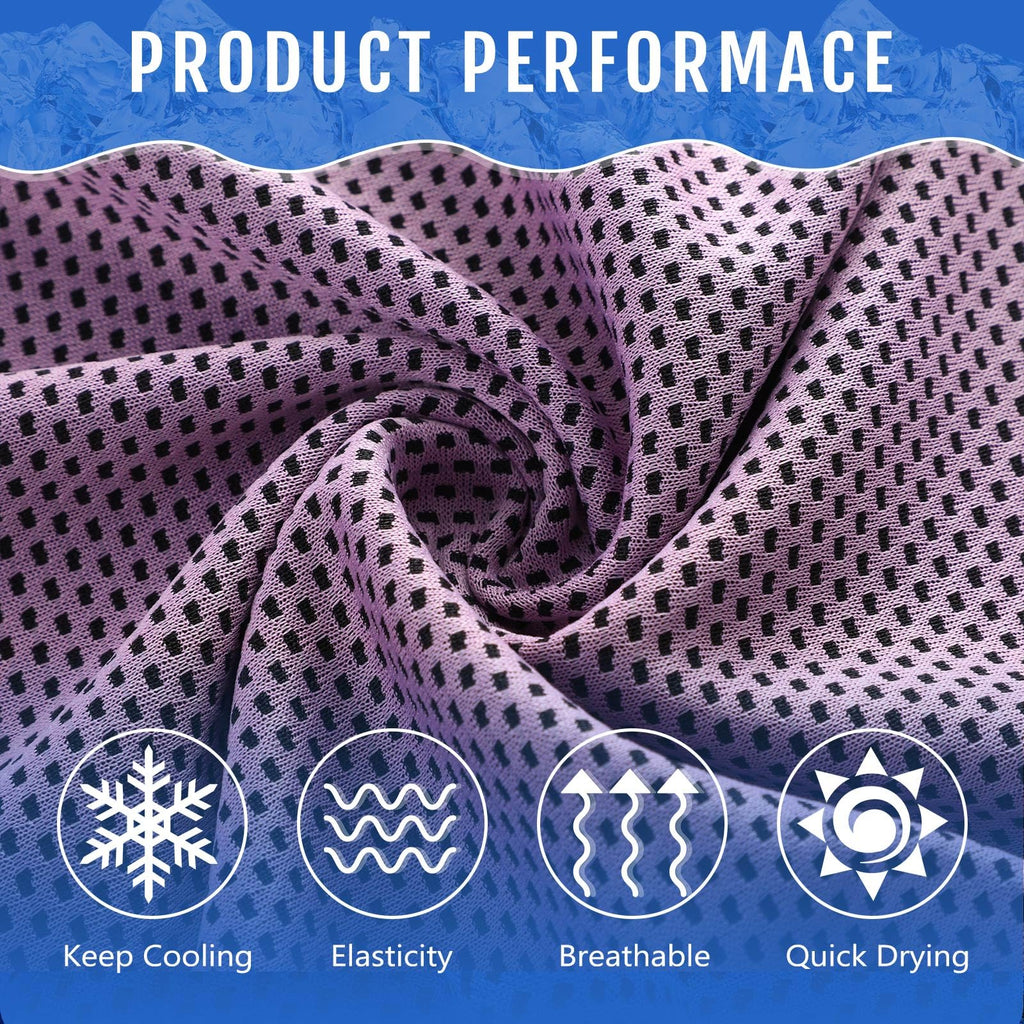 Hosuly 12 Pieces Cooling Towels, 40 x 12 Inch Ice Cool Towel for Neck and Face Microfiber Soft Breathable Chilly Rags for Yoga, Sports, Golf, Gym, Running, Workout(Purple)