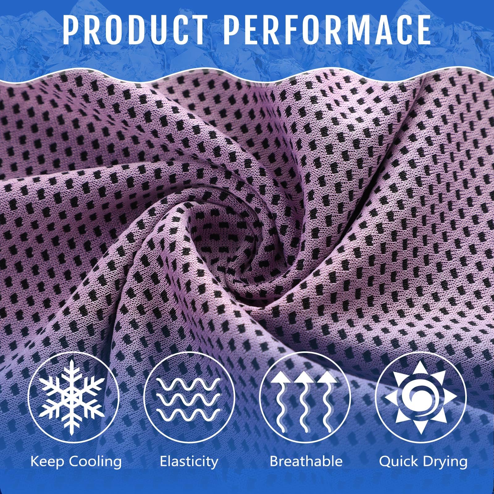 Hosuly 12 Pieces Cooling Towels, 40 x 12 Inch Ice Cool Towel for Neck and Face Microfiber Soft Breathable Chilly Rags for Yoga, Sports, Golf, Gym, Running, Workout(Purple)