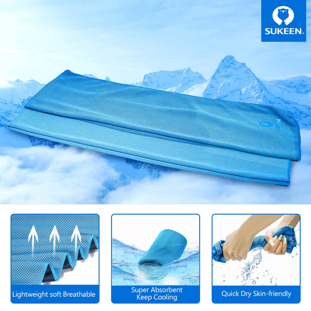Sukeen 4Pack Cooling Towel (40"x12"),Ice Towel,Soft Breathable Chilly Towel,Microfiber Towel for Yoga,Sport,Running,Gym,Workout,Camping,Fitness,Workout & More Activities