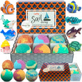 Bath Bombs for Kids with Surprise Inside - Organic Bath Fizzies with Toys Inside. All Natural, Gentle, and Kids Safe, Rainbow Spa Bath Fizz Balls, Birthday Gifts for Boys, Toddlers, Baby