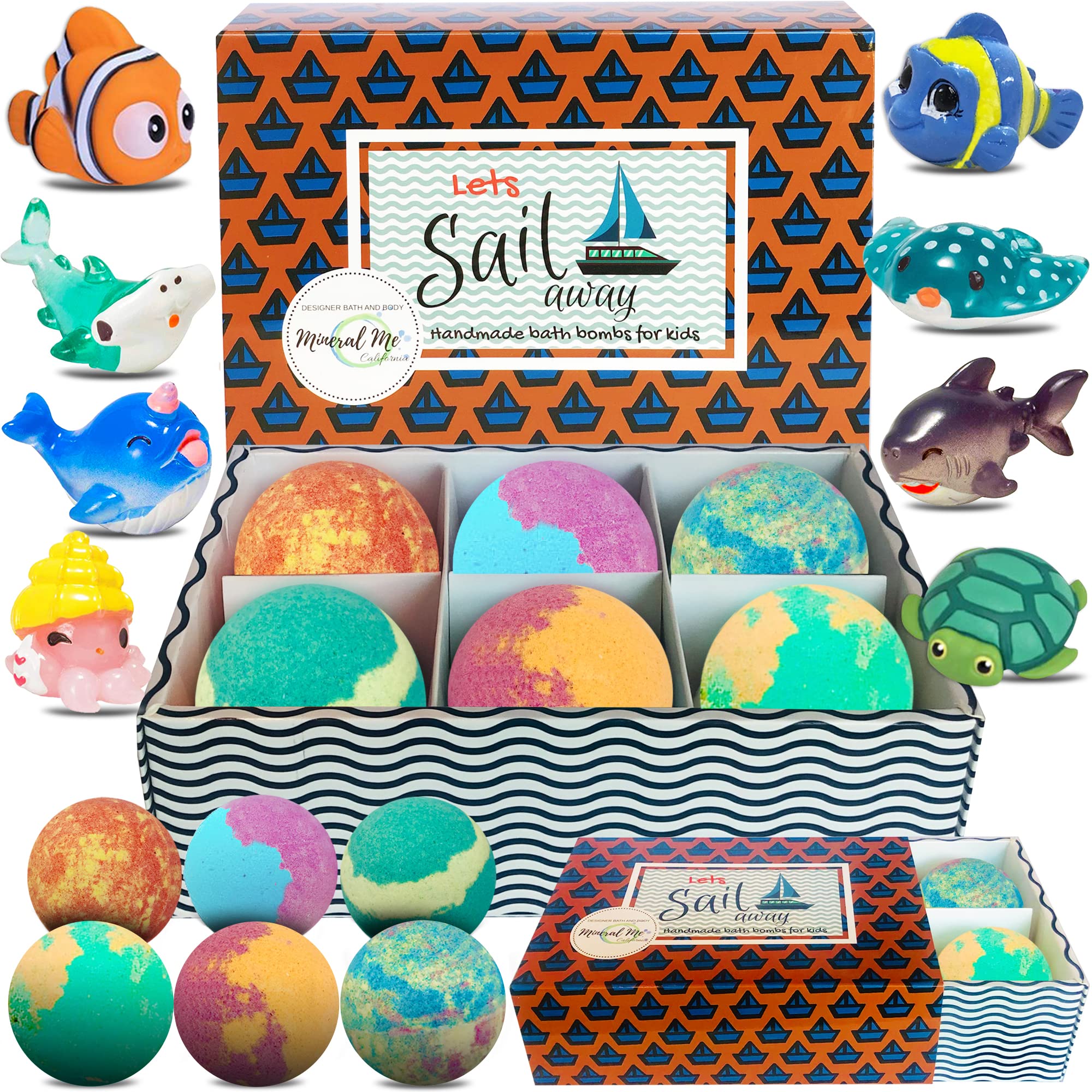 Bath Bombs for Kids with Surprise Inside - Organic Bath Fizzies with Toys Inside. All Natural, Gentle, and Kids Safe, Rainbow Spa Bath Fizz Balls, Birthday Gifts for Boys, Toddlers, Baby