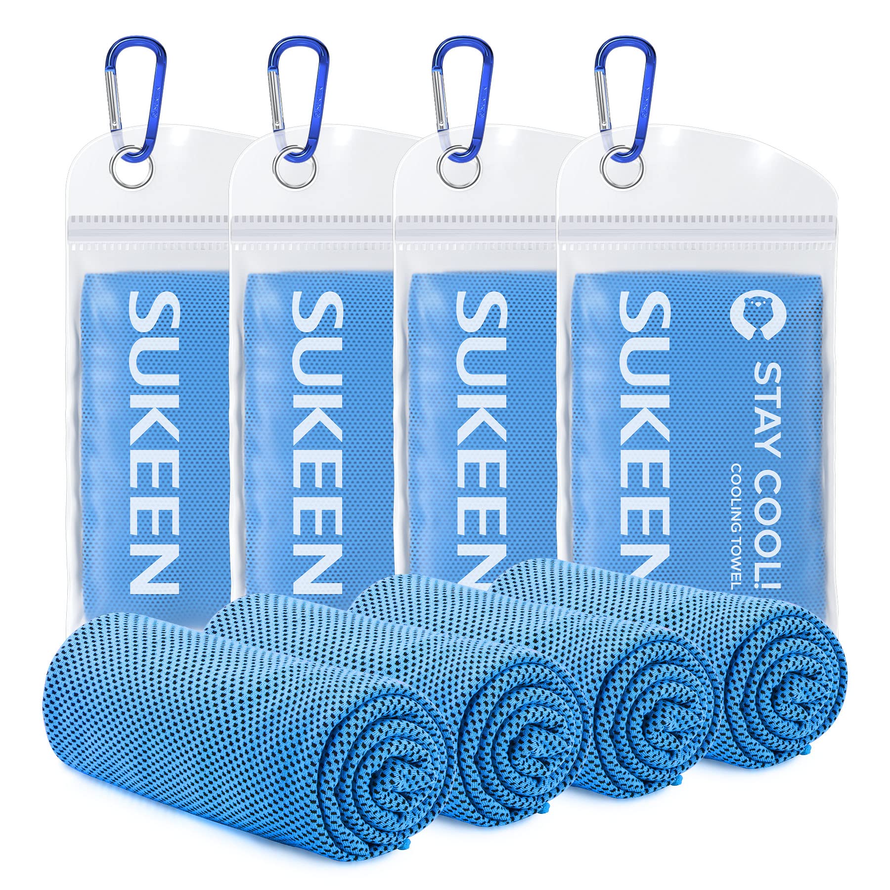 Sukeen 4Pack Cooling Towel (40"x12"),Ice Towel,Soft Breathable Chilly Towel,Microfiber Towel for Yoga,Sport,Running,Gym,Workout,Camping,Fitness,Workout & More Activities