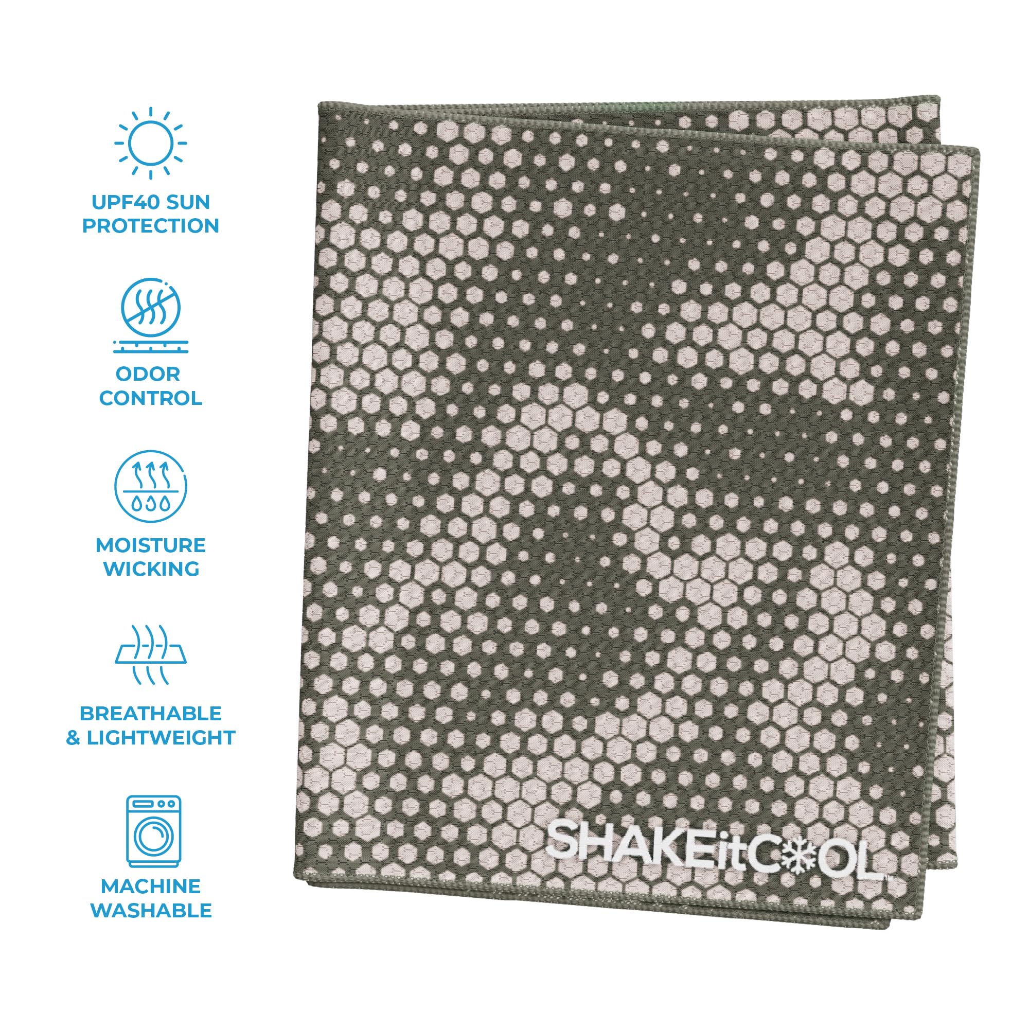 SHAKEitCOOL Extended Size Cooling Towel – Be Cool in Style - Heat Relief, Soft, Lightweight, Sun Protection, Easy Clean - Perfect for Biking, Hiking, Running, Yoga, Golf - Blue Purple Wave M
