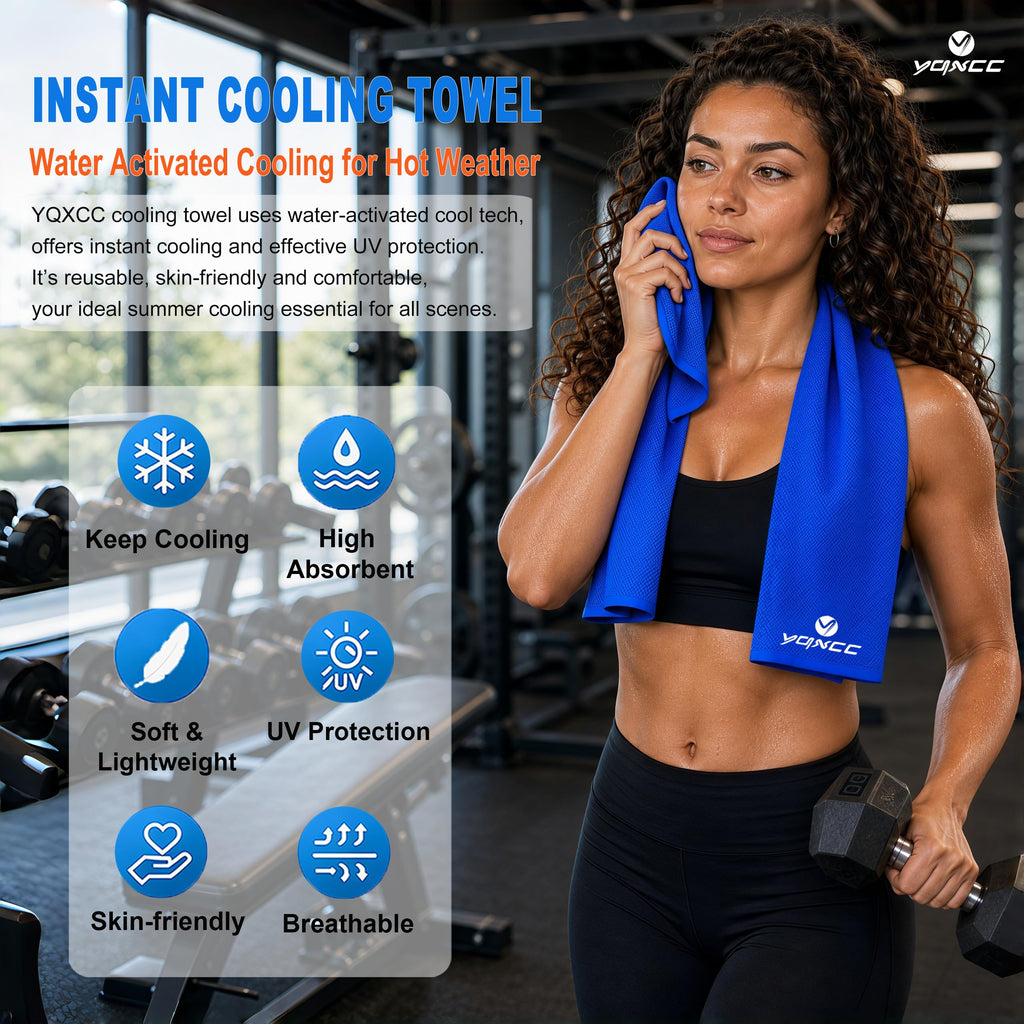 YQXCC 4 Pack Cooling Towels 40"x12", Cool Ice Towels for Neck & Face | Cooling Neck Wraps, Soft Breathable Microfiber Chilly Towels, Ideal for Gym, Yoga, Golf, Running, Camping & Hot Weather