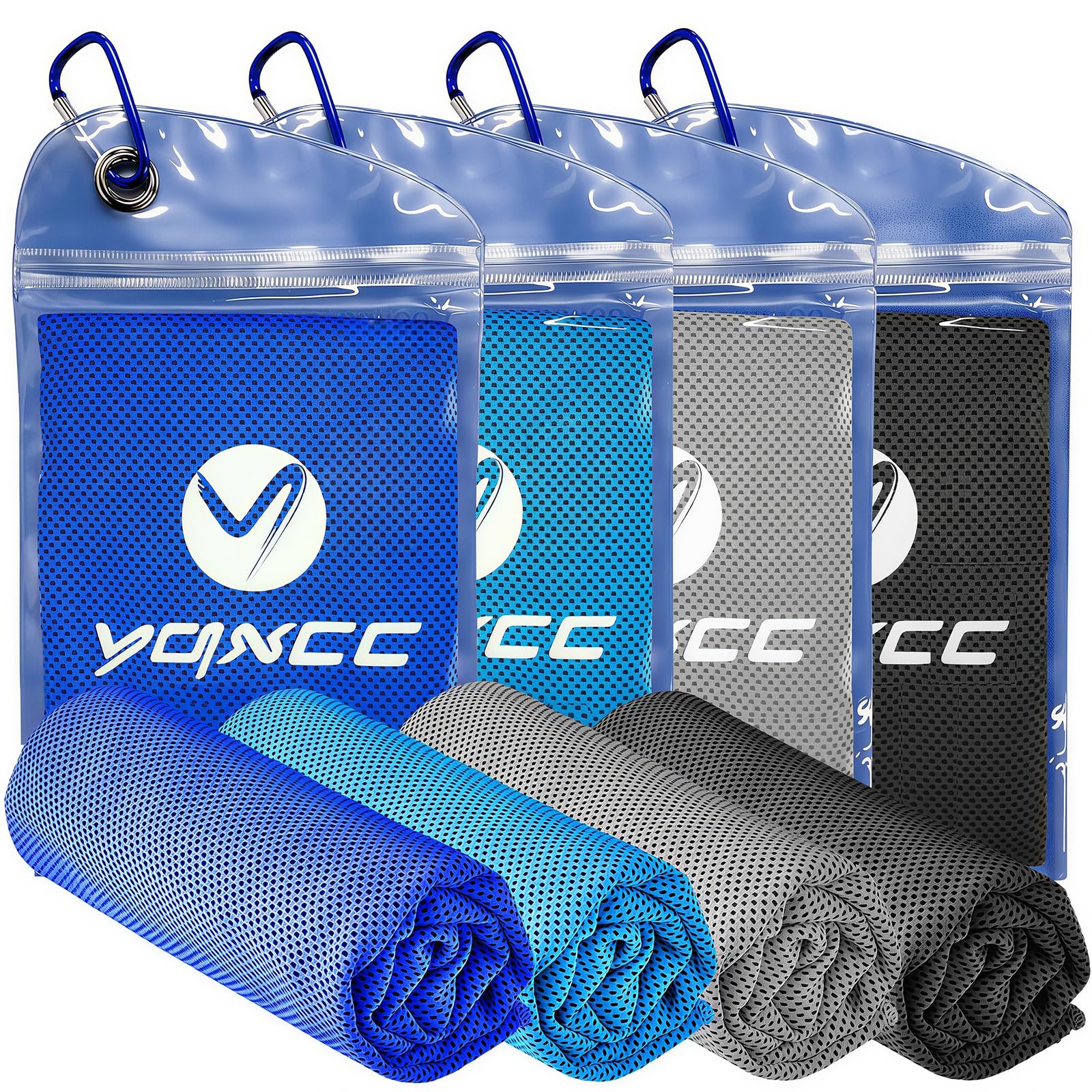YQXCC 4 Pack Cooling Towels 40"x12", Cool Ice Towels for Neck & Face | Cooling Neck Wraps, Soft Breathable Microfiber Chilly Towels, Ideal for Gym, Yoga, Golf, Running, Camping & Hot Weather