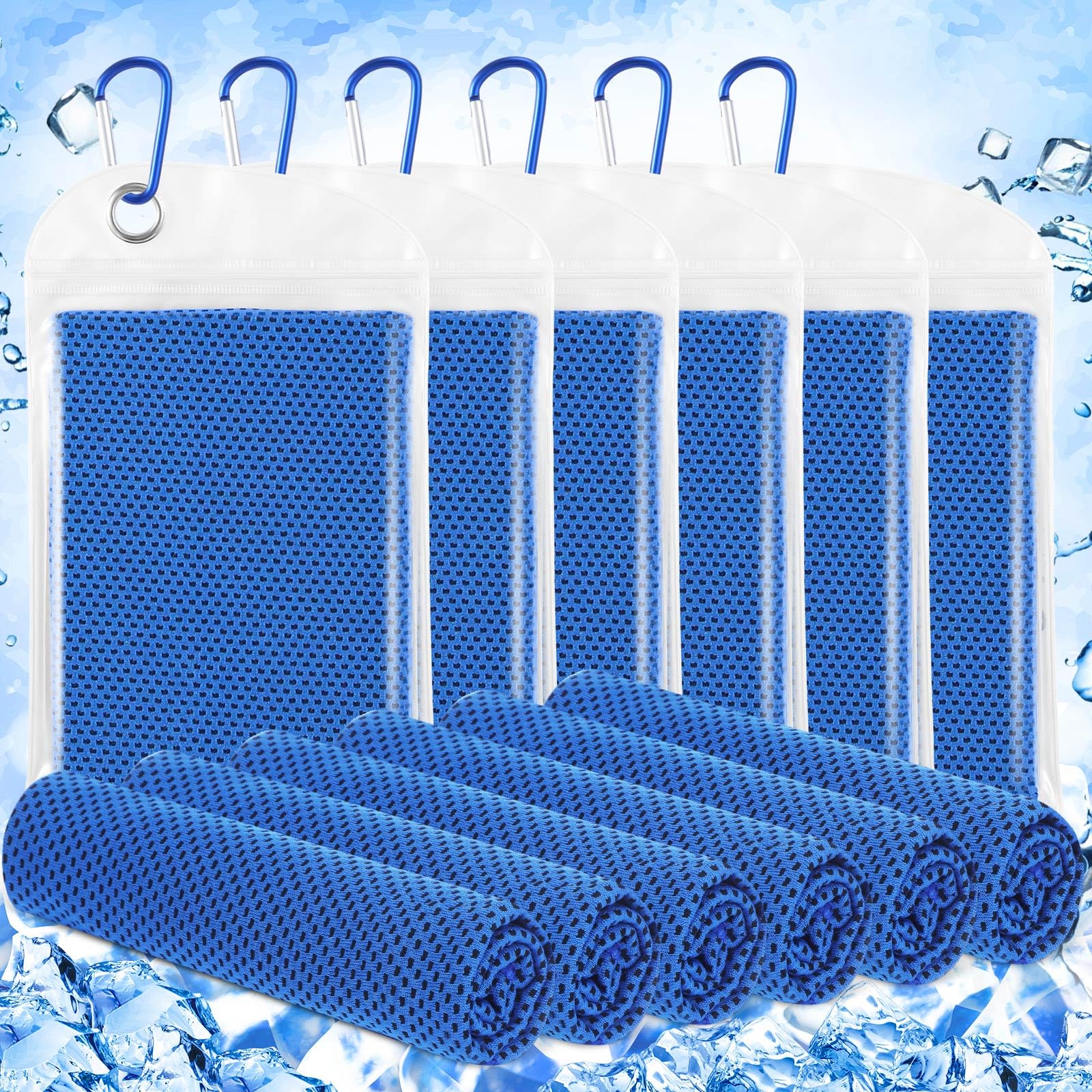 Hosuly 6 Pack Cooling Towels 40" x 12" Sport Towels, Cooling Rag for Neck and Face Ice Breathable Chilly Portable Neck Wraps for Yoga(Black)