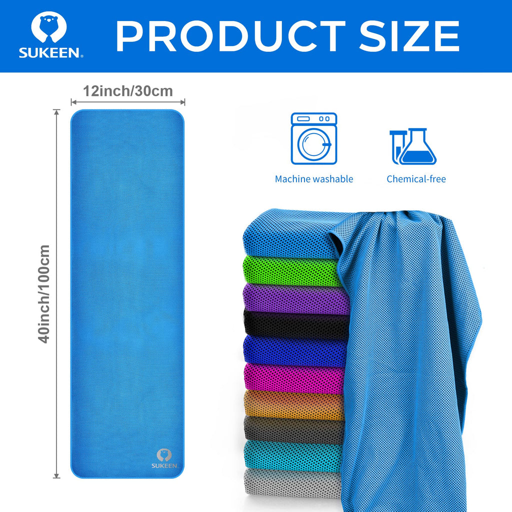 Sukeen Cooling Towel (40"x12") for Neck & Head - Soft Breathable Chilly Sweat Towel for Yoga, Golf, Gym, Camping, Running, Workout & More Activities