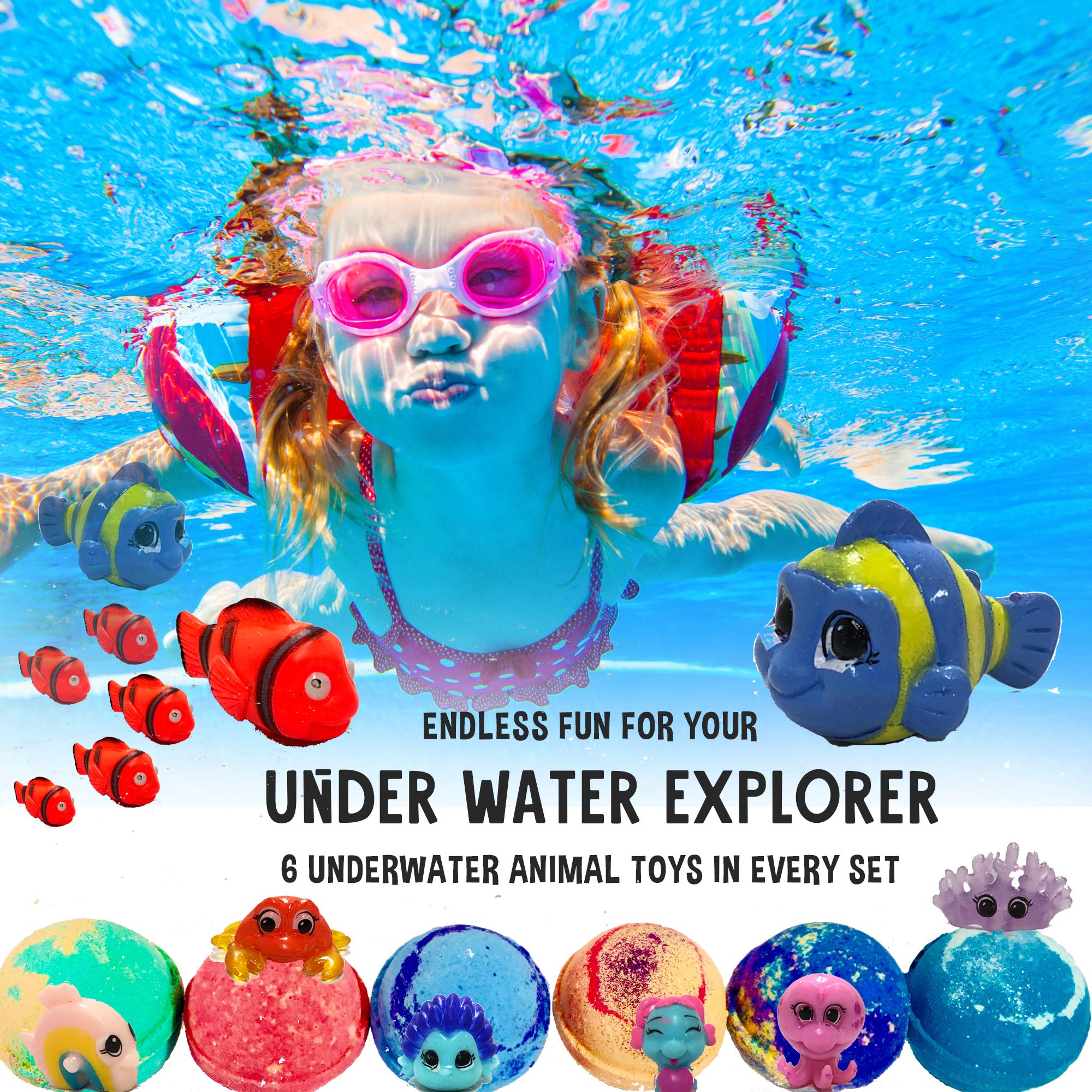 Bath Bombs for Kids with Surprise Inside - Organic Bath Fizzies with Toys Inside. All Natural, Gentle, and Kids Safe, Rainbow Spa Bath Fizz Balls, Birthday Gifts for Boys, Toddlers, Baby