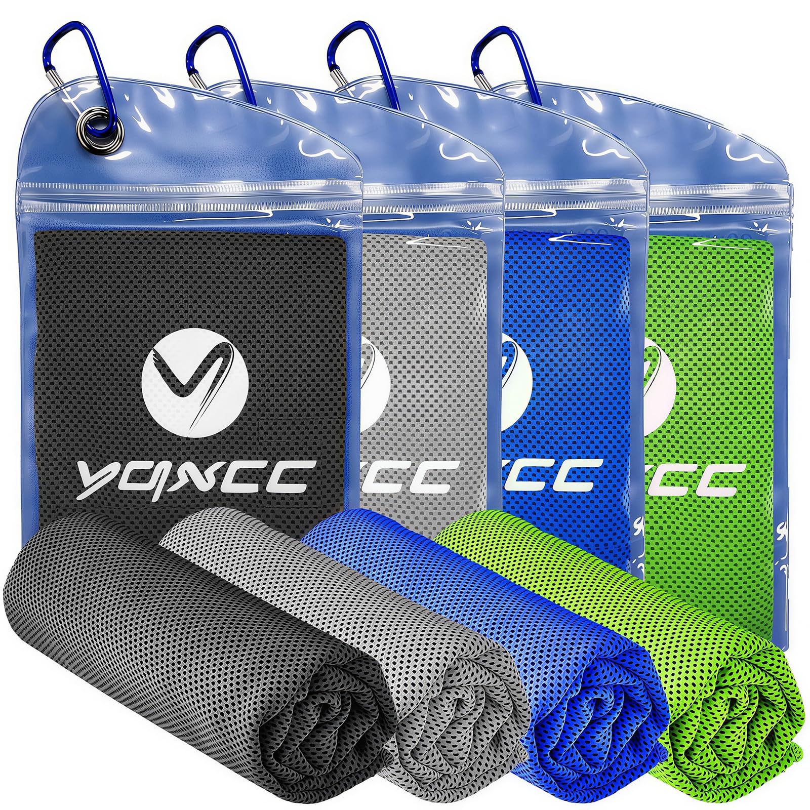 YQXCC 4 Pack Cooling Towels 40"x12", Cool Ice Towels for Neck & Face | Cooling Neck Wraps, Soft Breathable Microfiber Chilly Towels, Ideal for Gym, Yoga, Golf, Running, Camping & Hot Weather