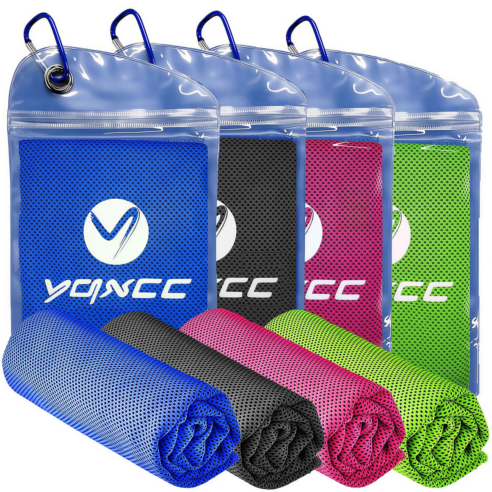 YQXCC 4 Pack Cooling Towels 40"x12", Cool Ice Towels for Neck & Face | Cooling Neck Wraps, Soft Breathable Microfiber Chilly Towels, Ideal for Gym, Yoga, Golf, Running, Camping & Hot Weather