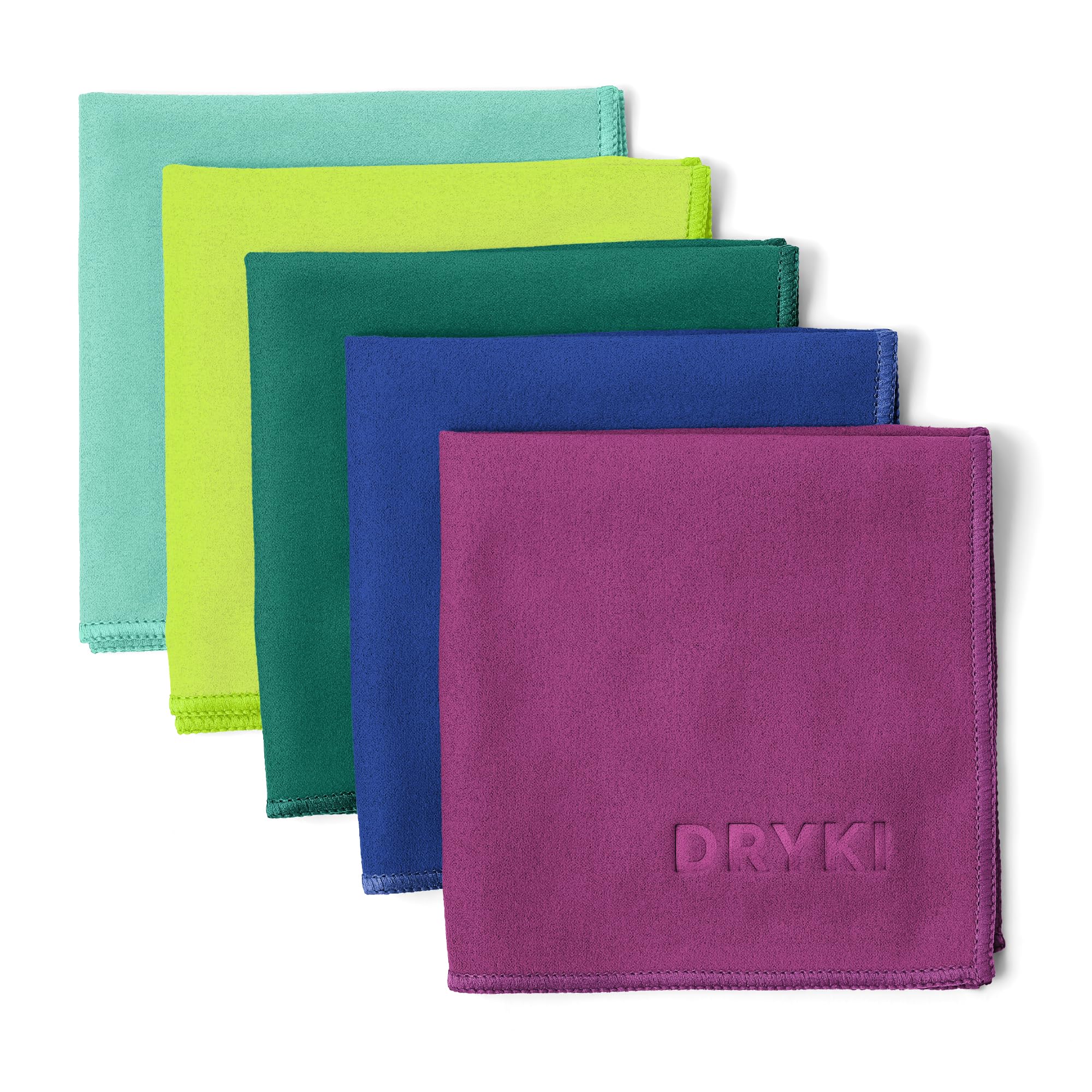 DRYKI Sweat Absorbing Handkerchiefs - The Original Pocket-Sized Sweat Towels - Quick-Dry Microfiber Sweat Rags for Face, Hands, & Body - Men & Women - Gym, Sports, and Work (Forest: 5 Pack)