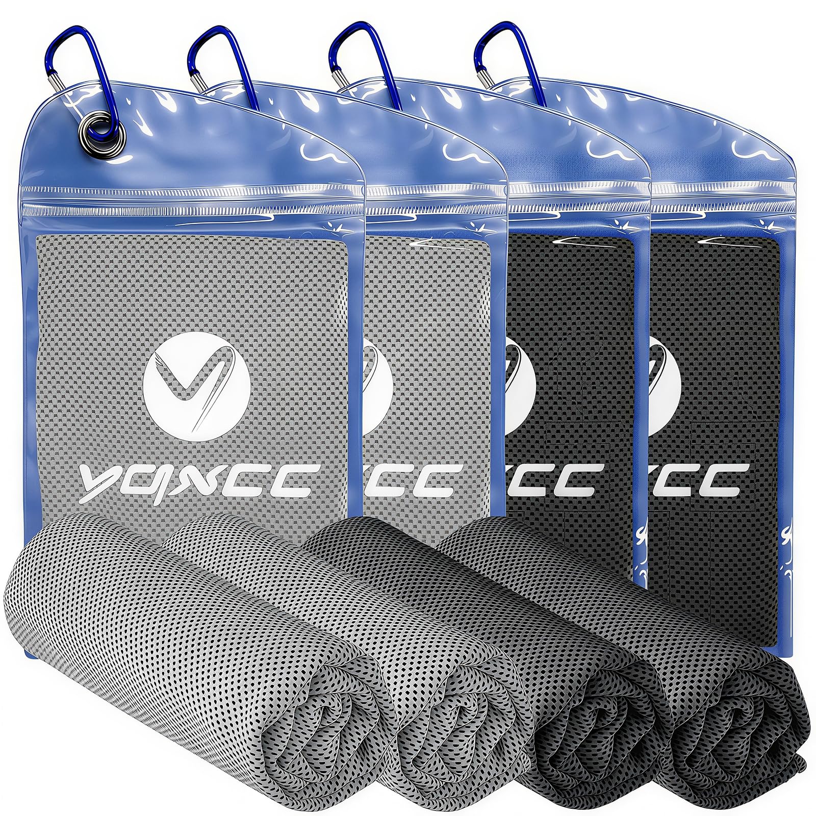 YQXCC 4 Pack Cooling Towels 40"x12", Cool Ice Towels for Neck & Face | Cooling Neck Wraps, Soft Breathable Microfiber Chilly Towels, Ideal for Gym, Yoga, Golf, Running, Camping & Hot Weather